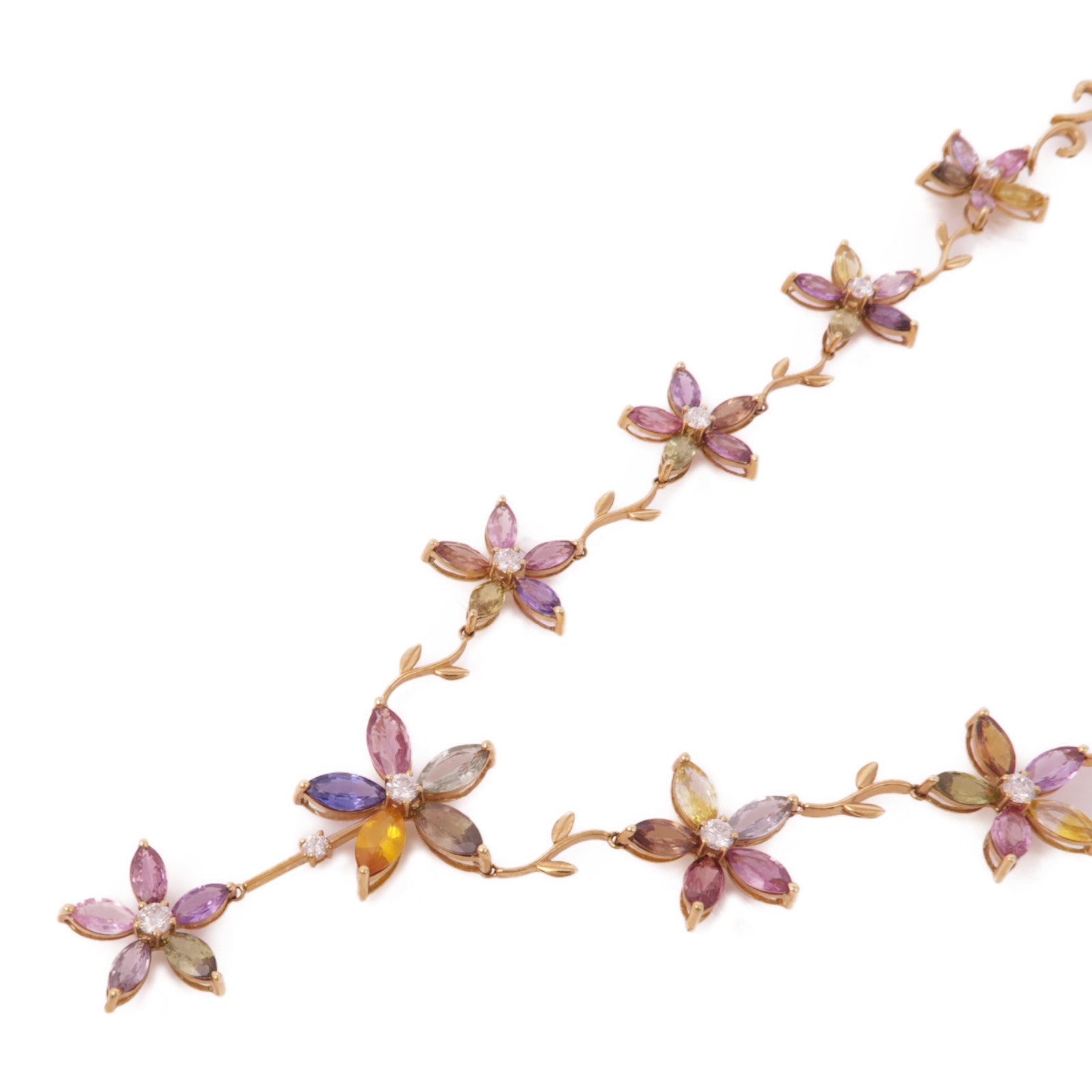 JEWELRY 18K玫瑰金Diamond Color Stone Necklace鑽石項鍊