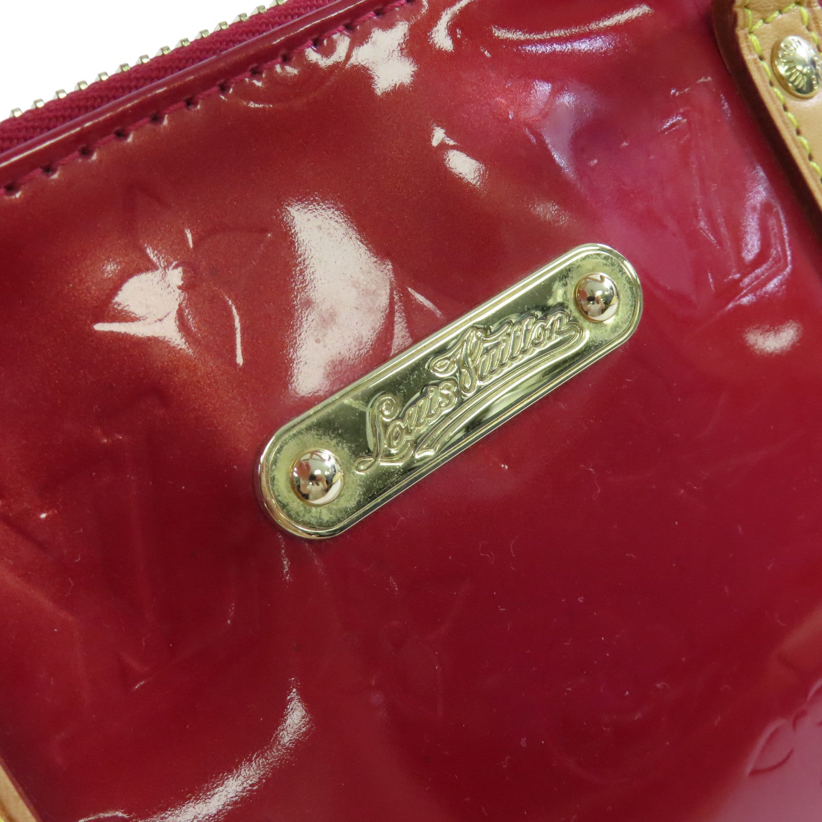LOUIS VUITTON Monogram Vernis Bellevue PM Hand Bag金扣手挽袋紅色