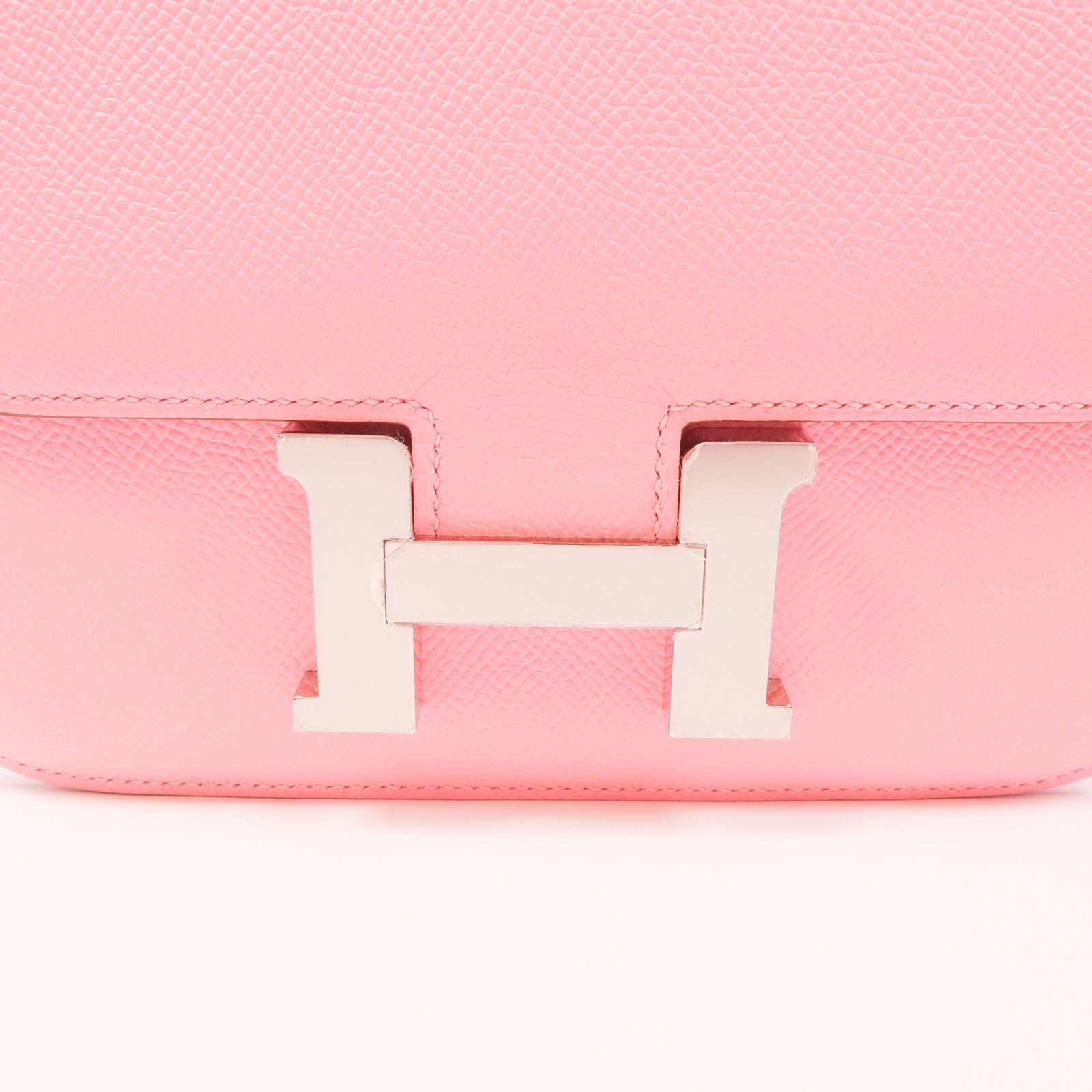 HERMES Epsom皮革Constance Mini銀扣肩背袋1Q Rose Confetti