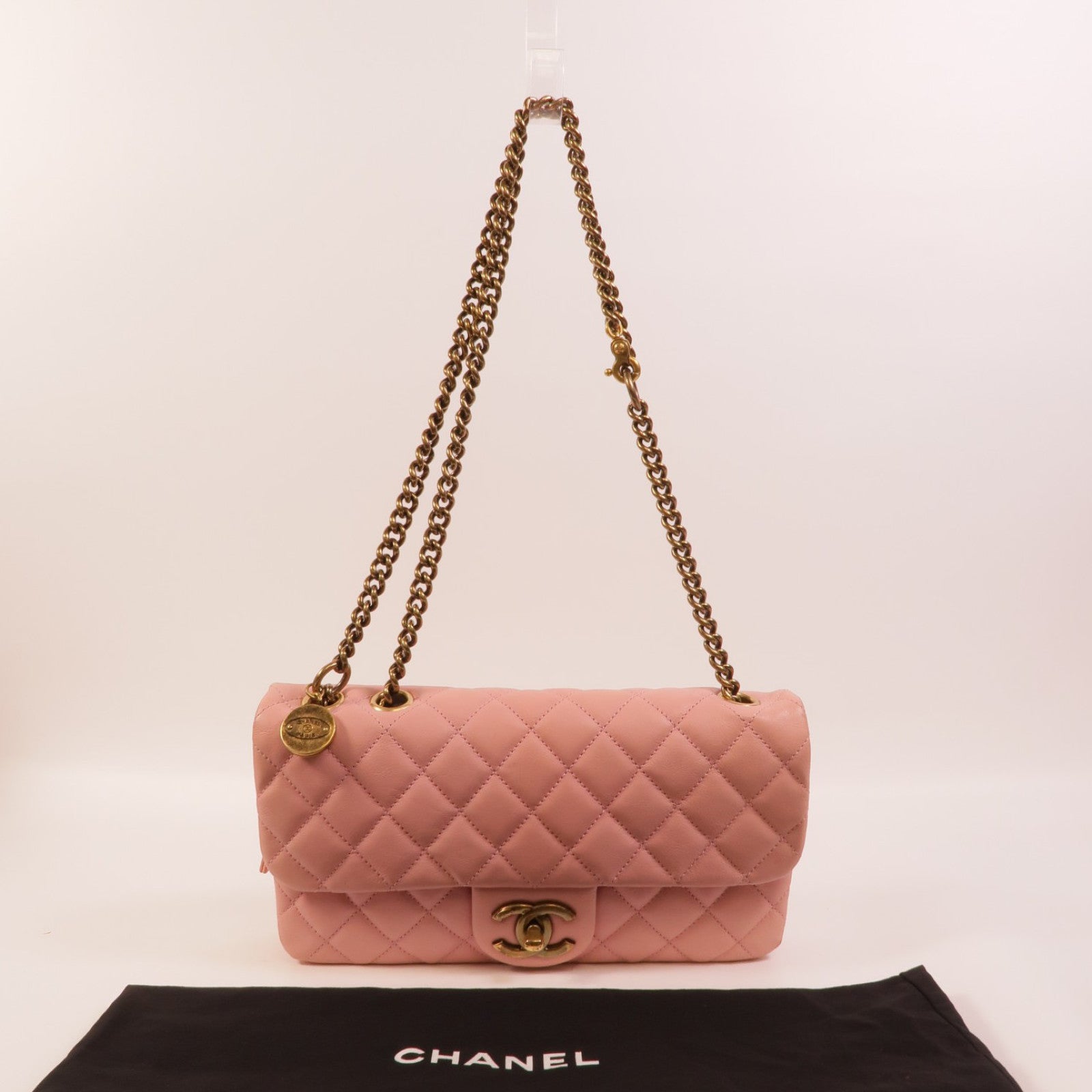 CHANEL 牛皮皮革Chain Shoulder Bag鏈帶手挽肩背兩用袋