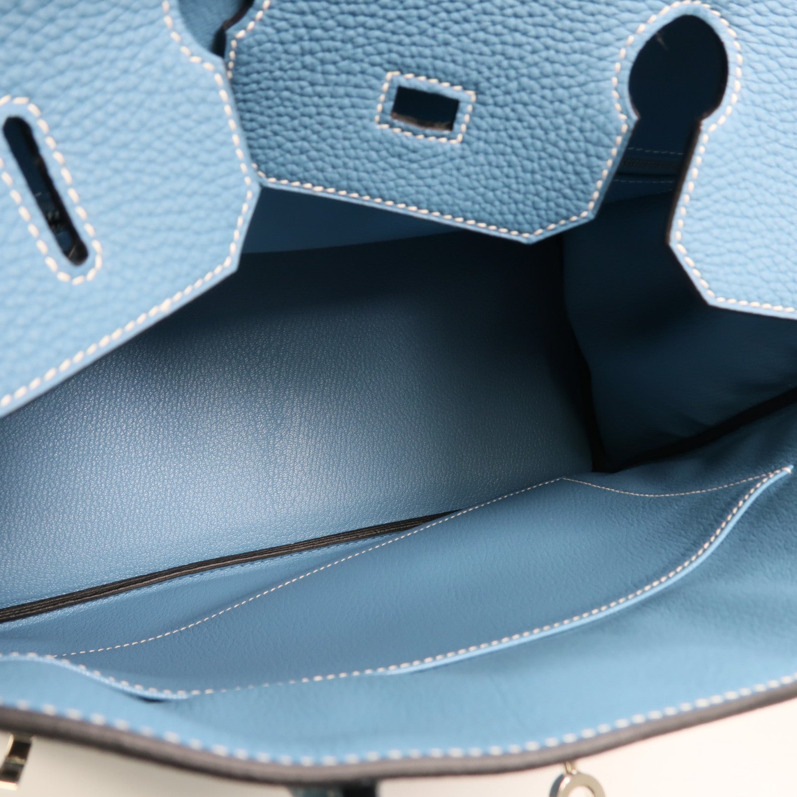 HERMES Togo皮革Birkin 35銀扣手挽袋Bleu Jean