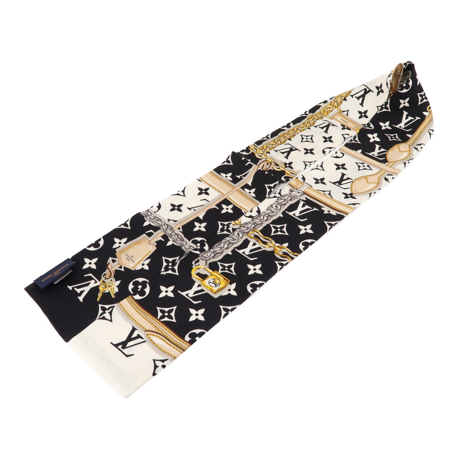 LOUIS VUITTON 絲質Scarf絲巾黑色/白色