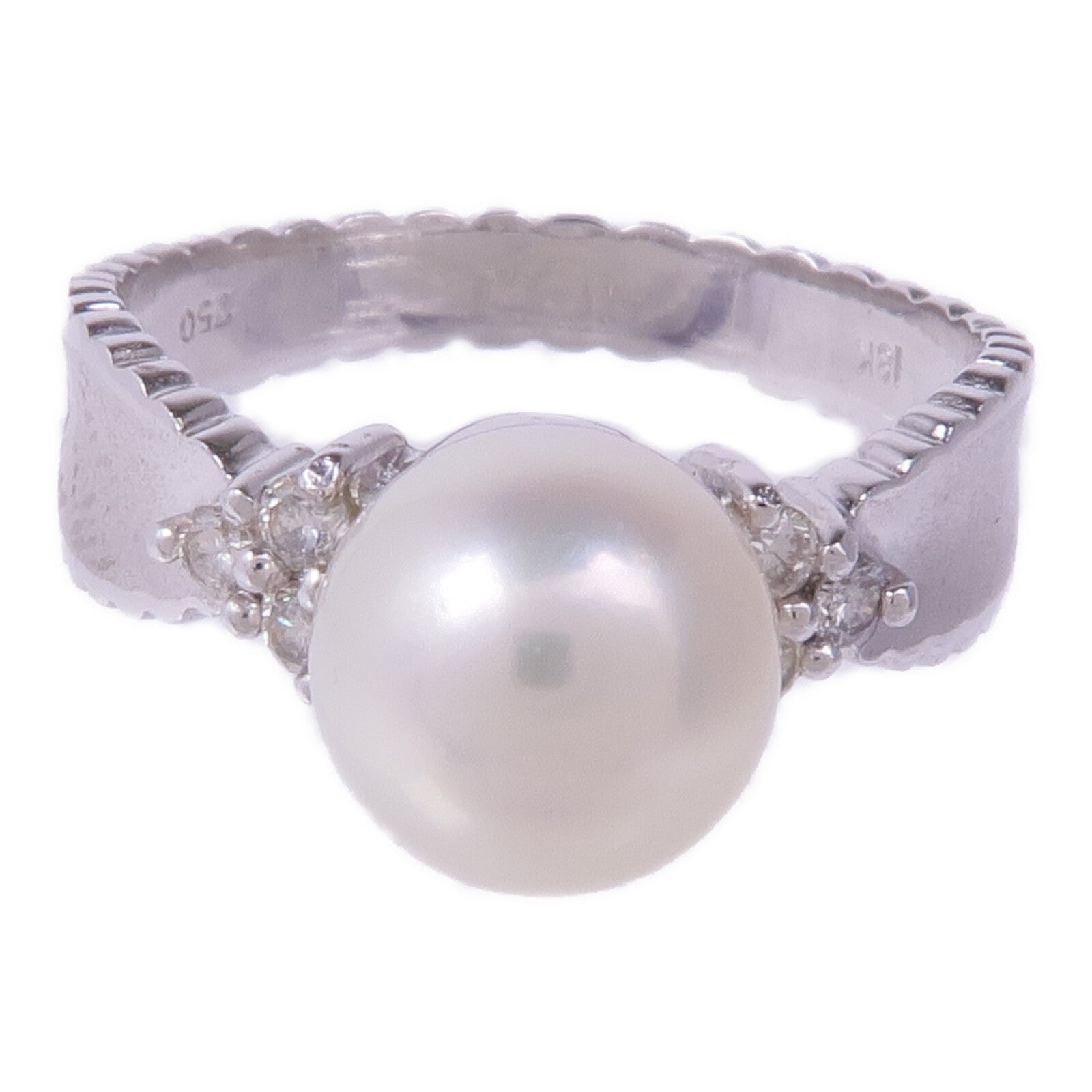 JEWELRY 18K白金Pearl Diamond Ring珍珠/鑽石戒指US#6.5