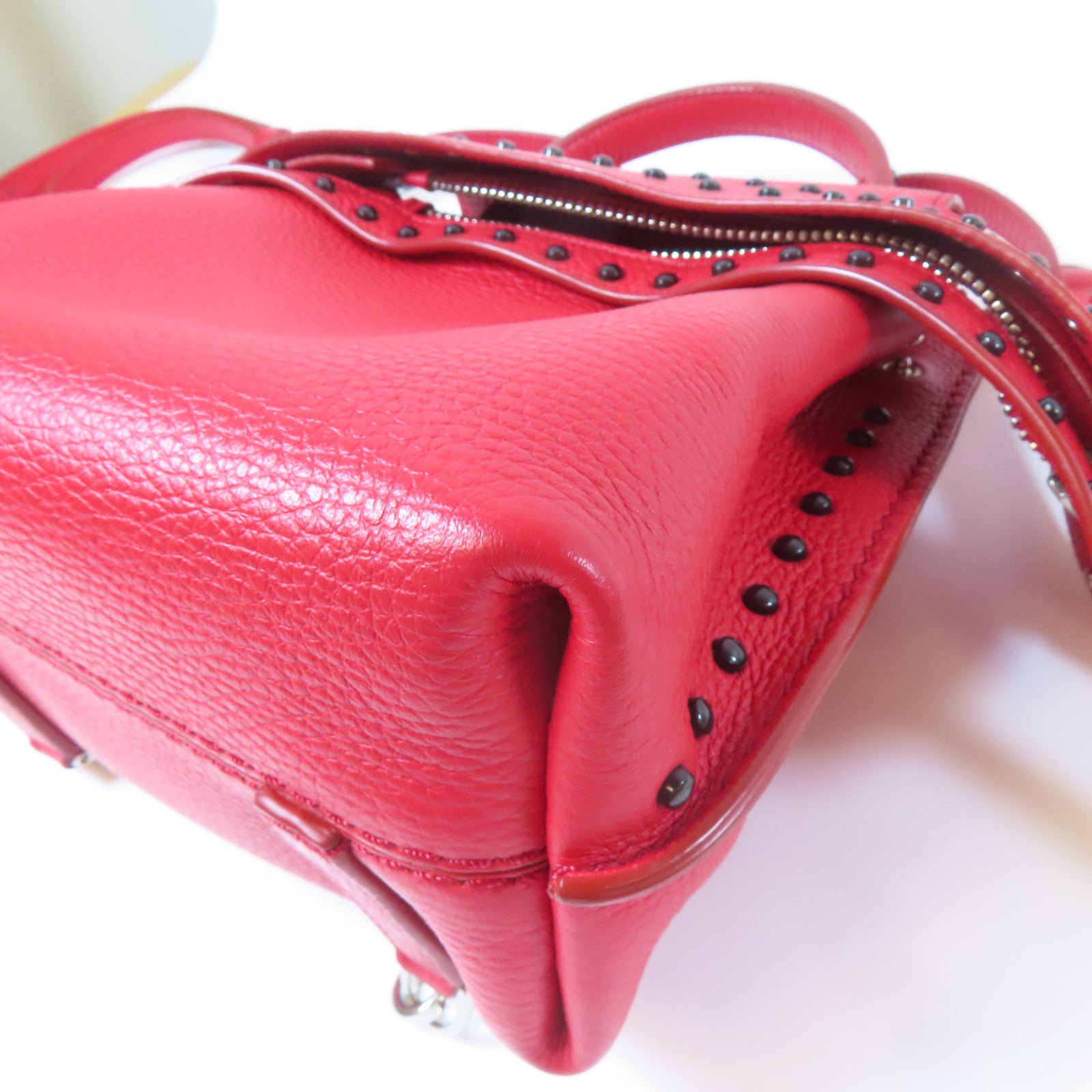 TOD’S 【激減優惠】牛皮皮革Backpack銀扣背包紅色