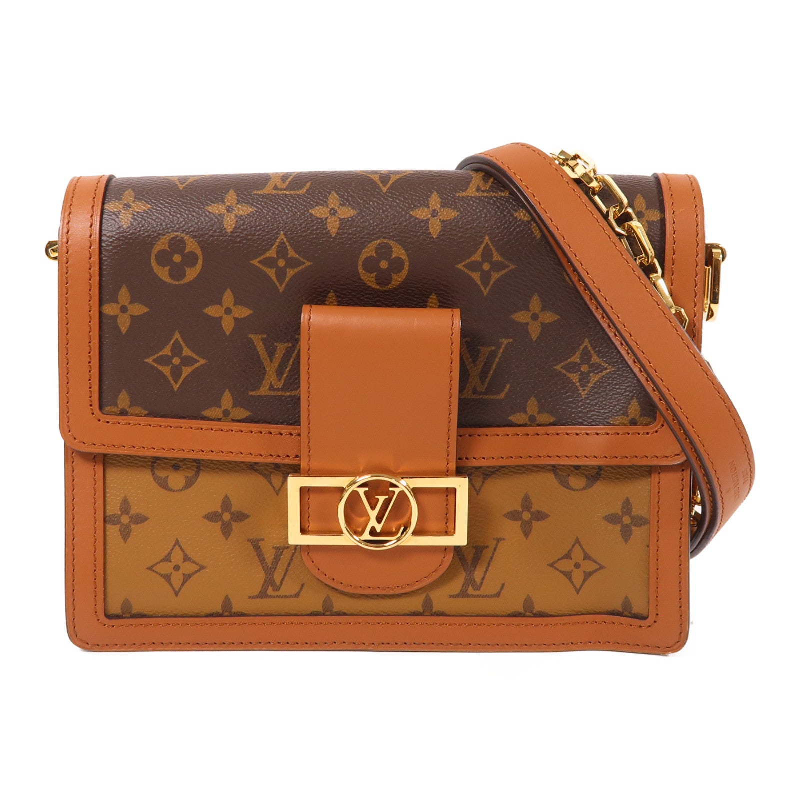 LOUIS VUITTON【激減優惠】 Monogram/Monogram Reverse Dauphine MM金扣手挽肩背兩用袋棕色