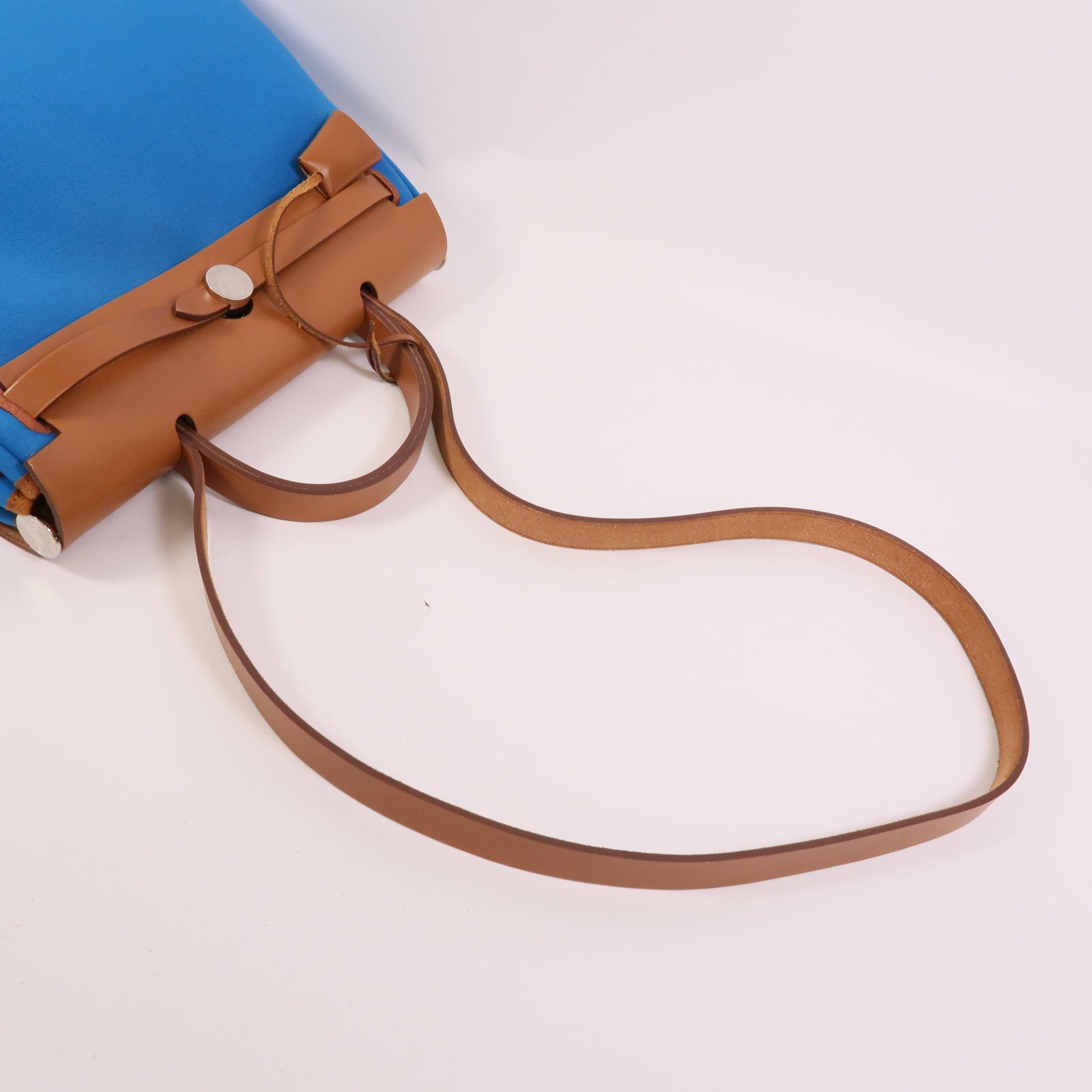 HERMES 【激減優惠】帆布Herbag PM手挽肩背兩用袋Bleu Izmir/Ruby