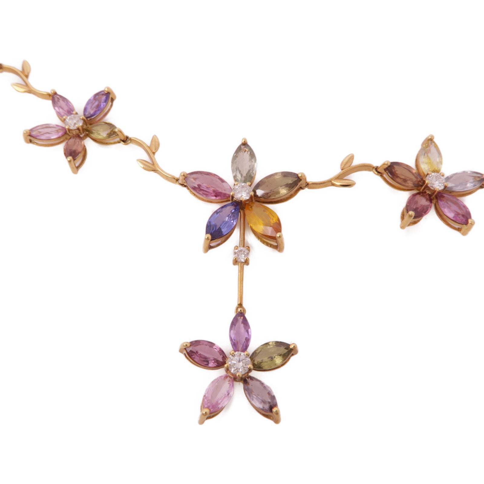 JEWELRY 18K玫瑰金Diamond Color Stone Necklace鑽石項鍊