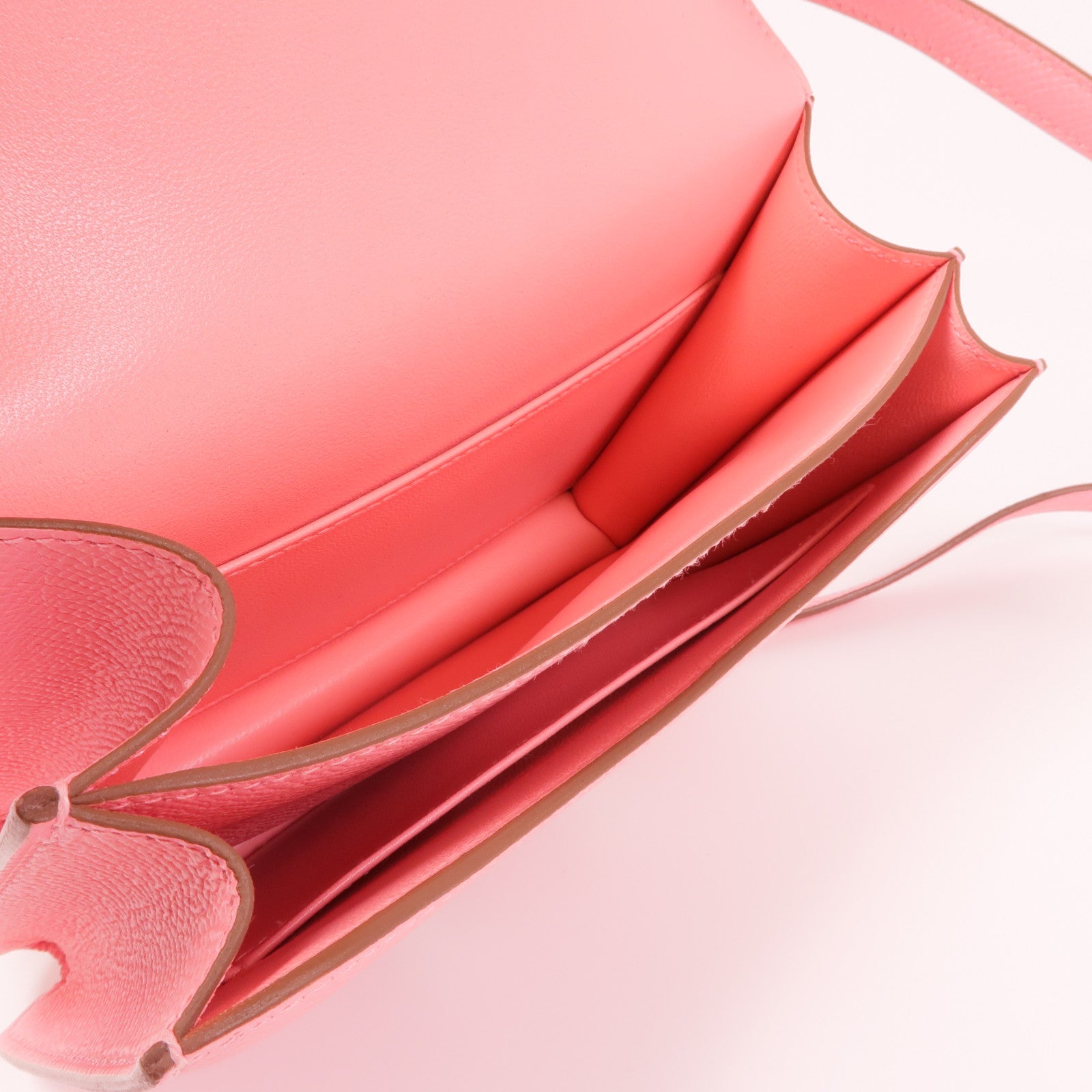 HERMES Epsom皮革Constance Mini銀扣肩背袋1Q Rose Confetti