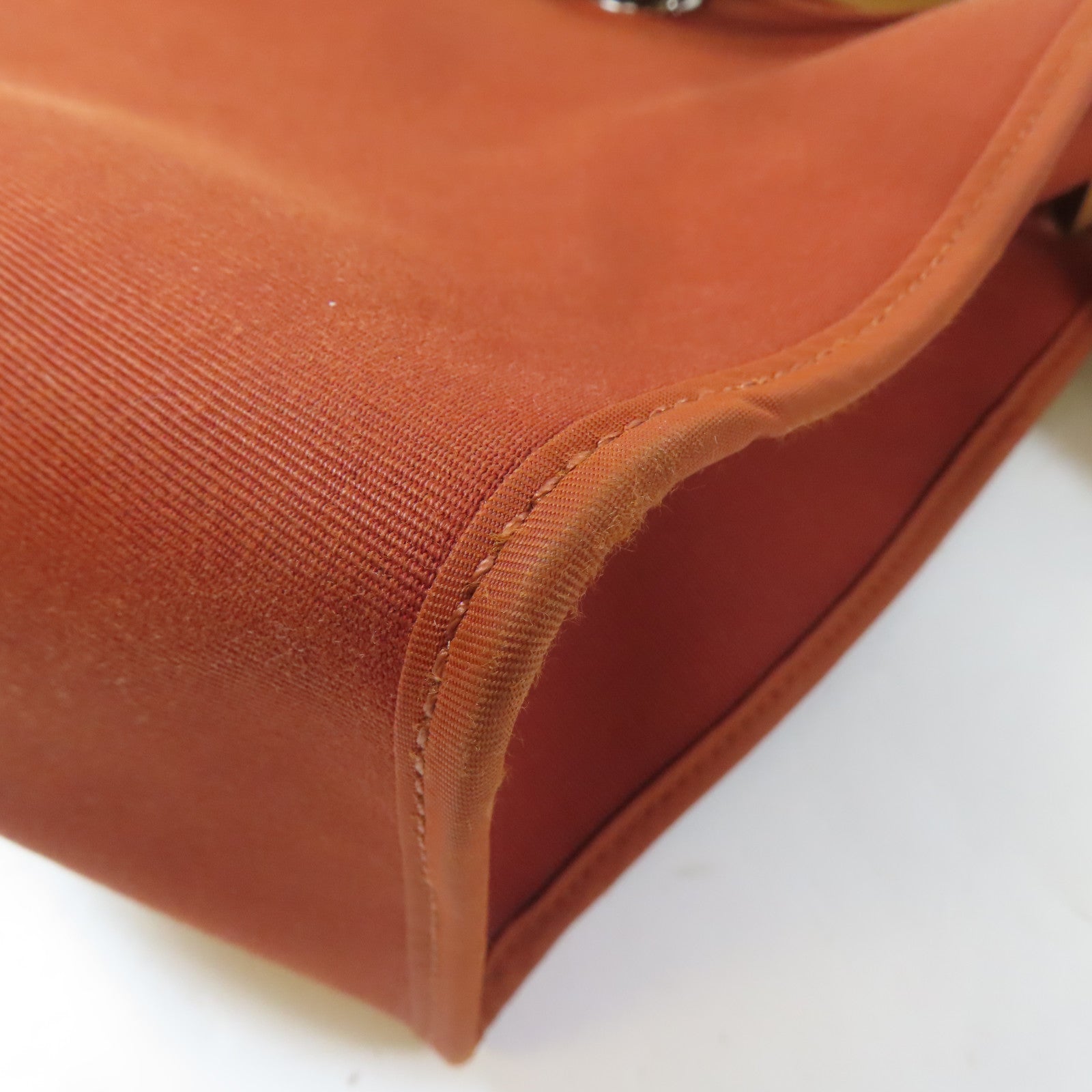 HERMES 帆布Herbag PM銀扣手挽肩背兩用袋Cuivre/橙紅色