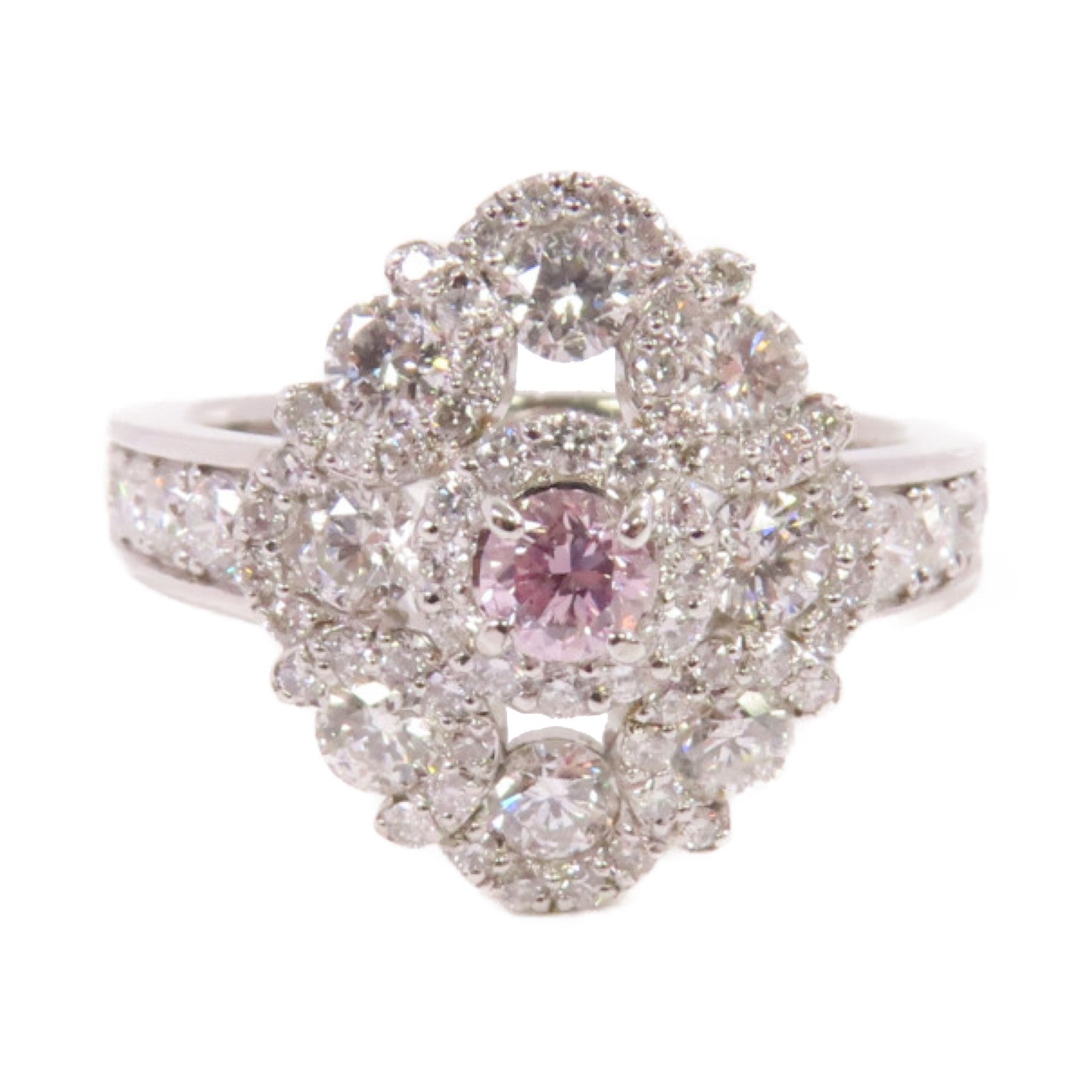 JEWELRY PT900鉑金/0.173ct粉紅鑽石/0.130ct鑽石Diamond Ring戒指US#6.5