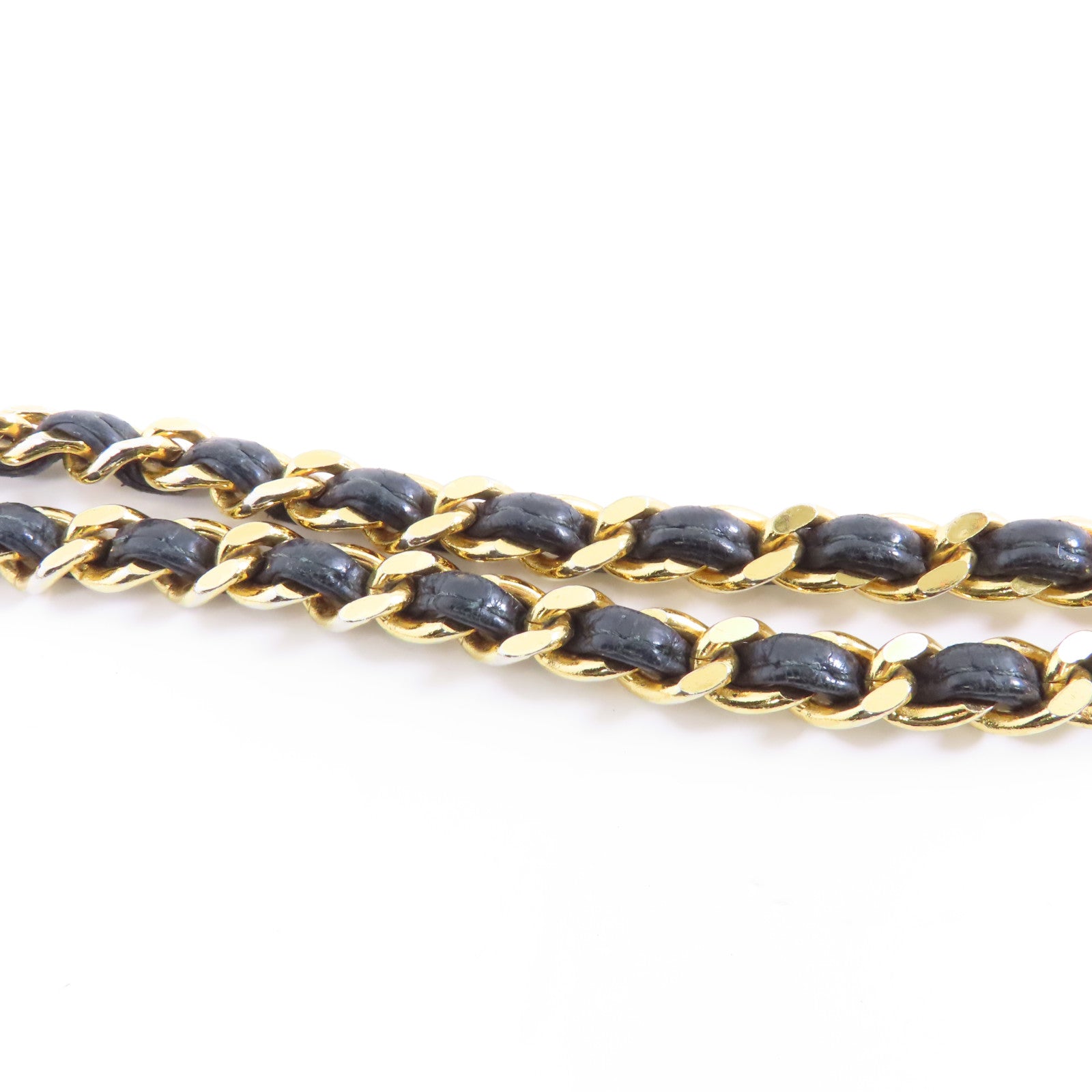 CHANEL 菱格羊皮皮革Chain Shoulder金扣鏈帶肩背袋黑色