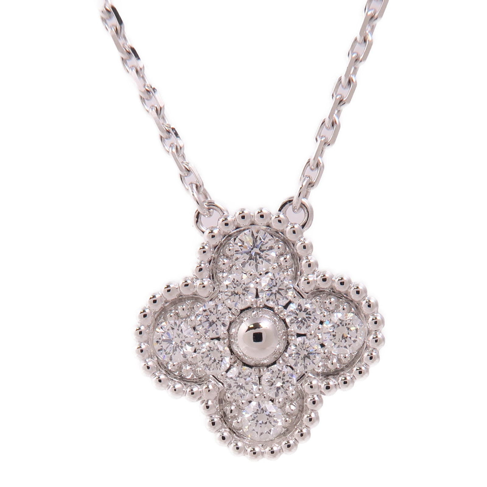 Van Cleef & Arpels 18K白金Vintage Alhambra Diamond Necklace鑽石項鍊