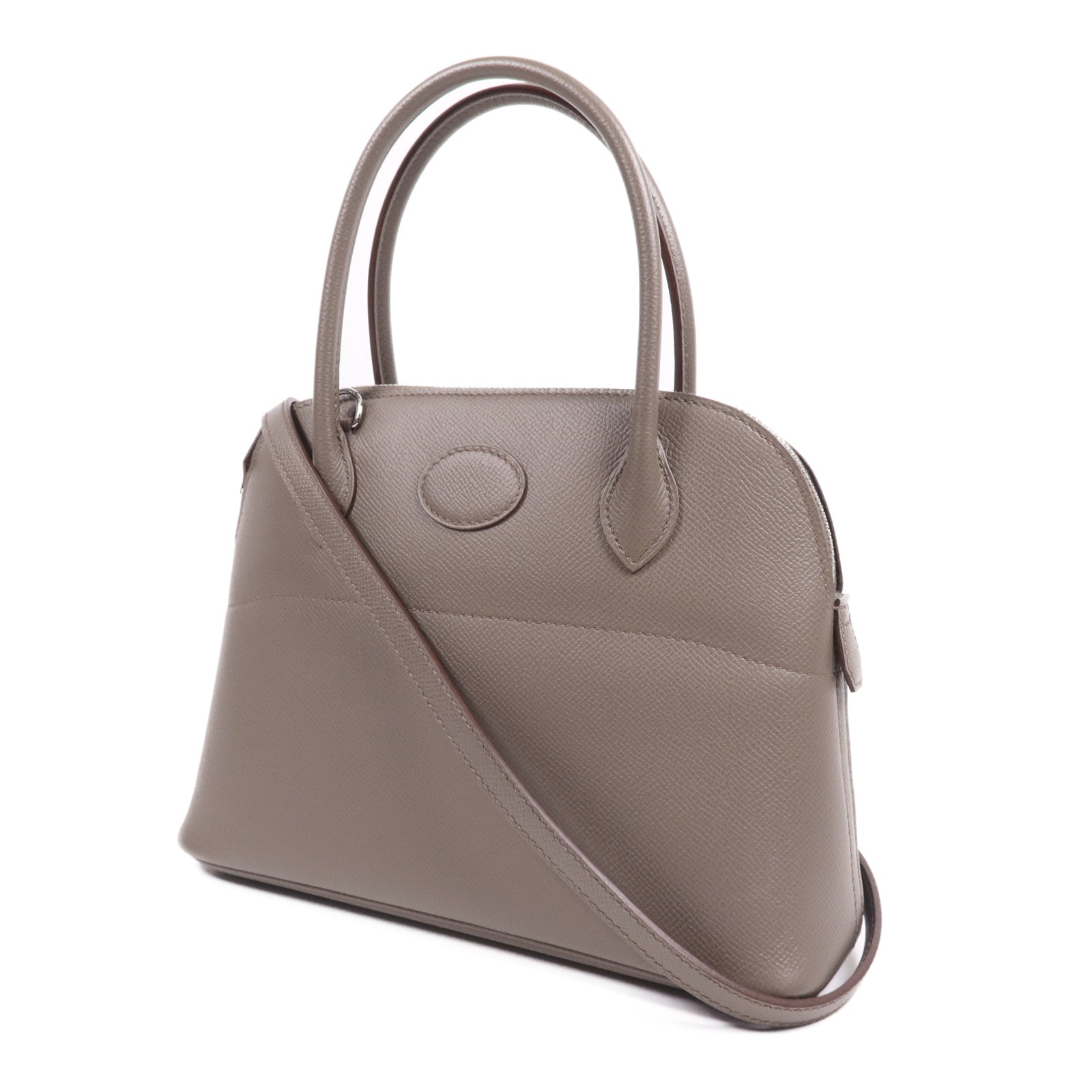 HERMES Epsom皮革Bolide 27銀扣手挽肩背兩用袋Etain