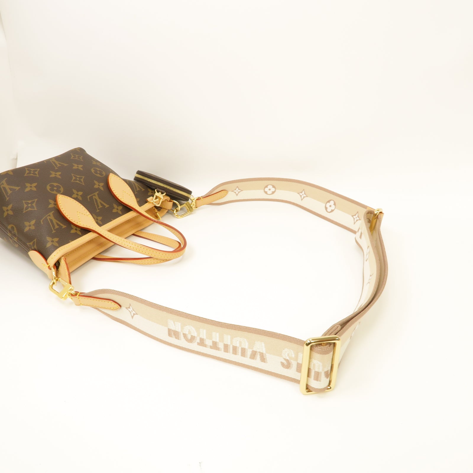 LOUIS VUITTON Monogram Neverfull BB 2 Way Shoulder Bag金扣手挽肩背兩用袋啡色