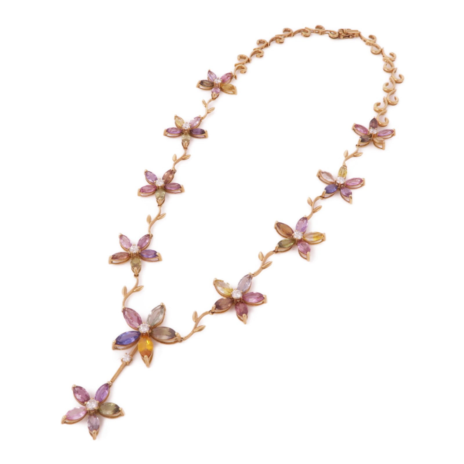 JEWELRY 18K玫瑰金Diamond Color Stone Necklace鑽石項鍊