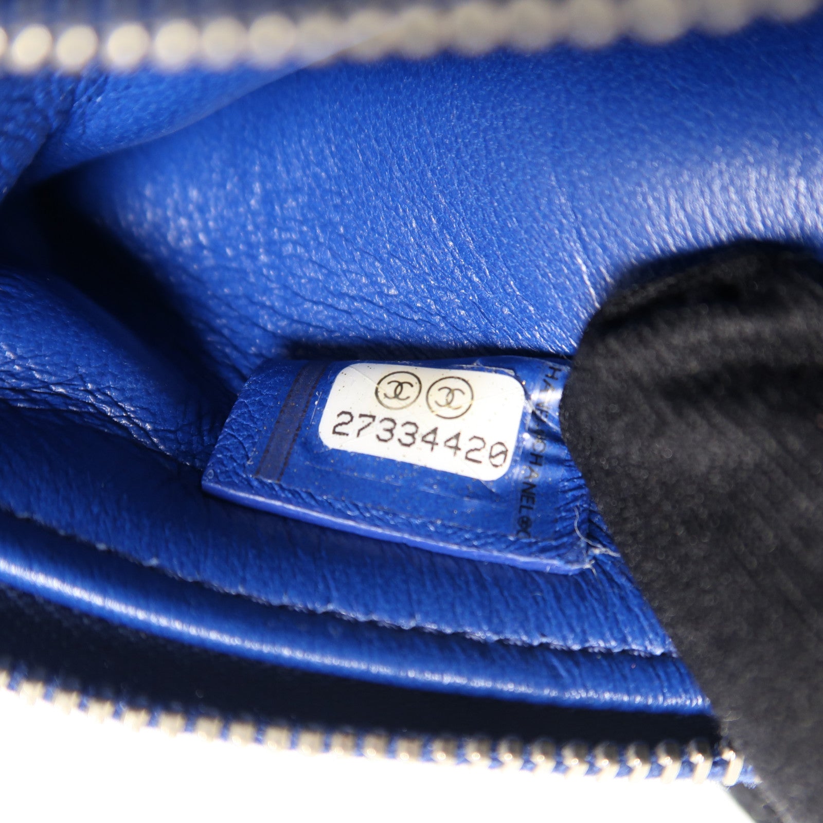 CHANEL CC SHW 31 Pouch Calfskin Leather Blue/White