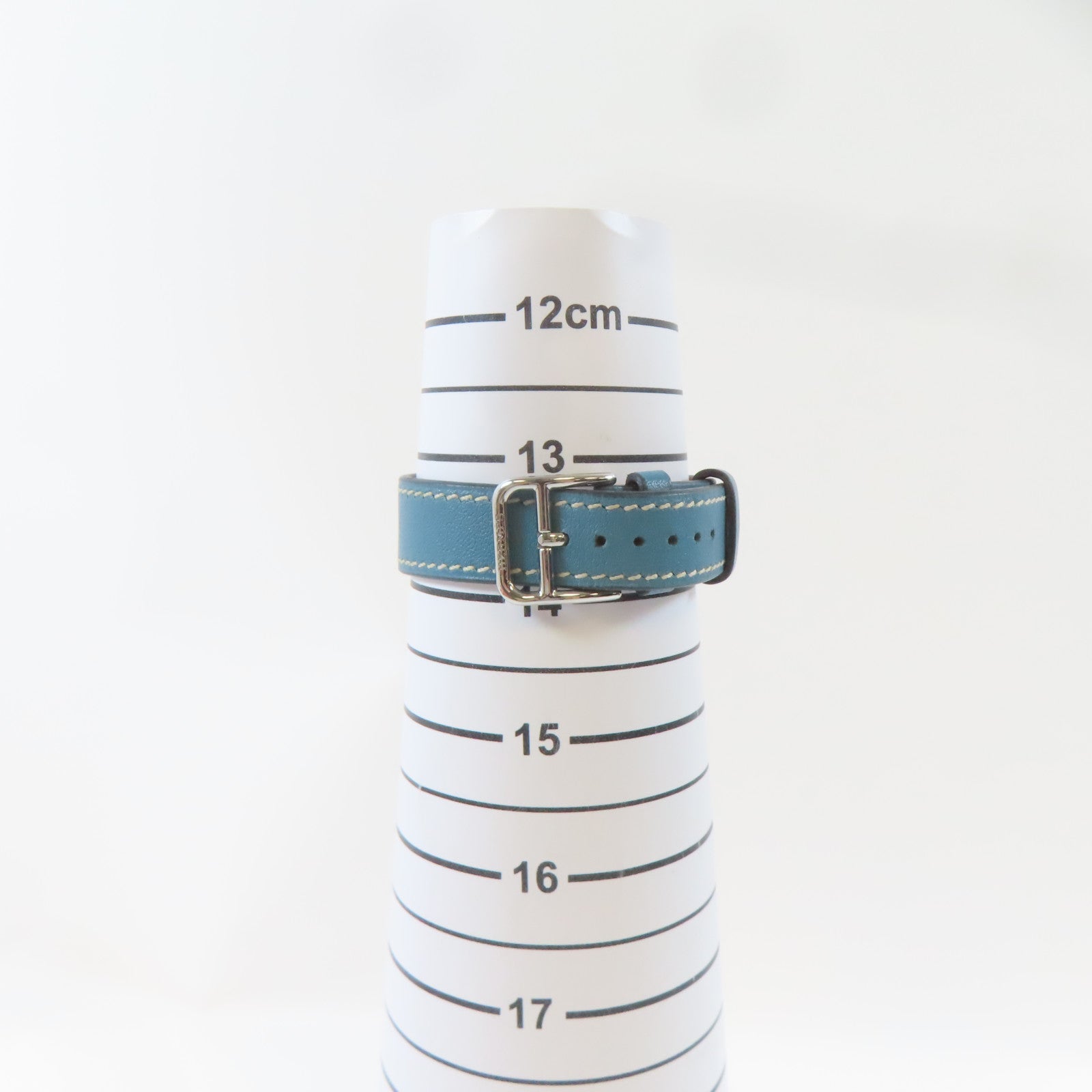 HERMES H Watch不鏽鋼/皮革手錶石英機芯白色#16.25cm