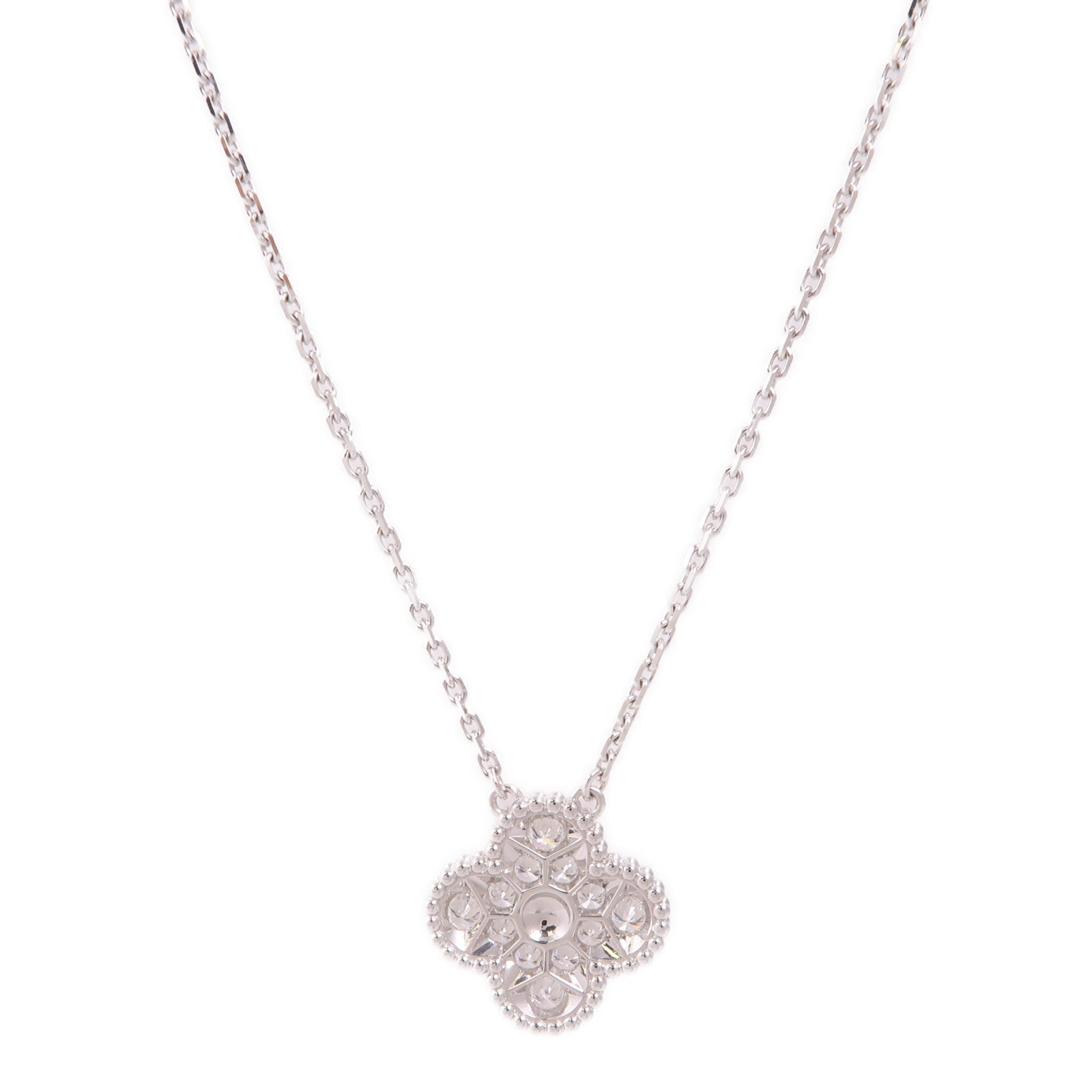 Van Cleef & Arpels 18K白金Vintage Alhambra Diamond Necklace鑽石項鍊