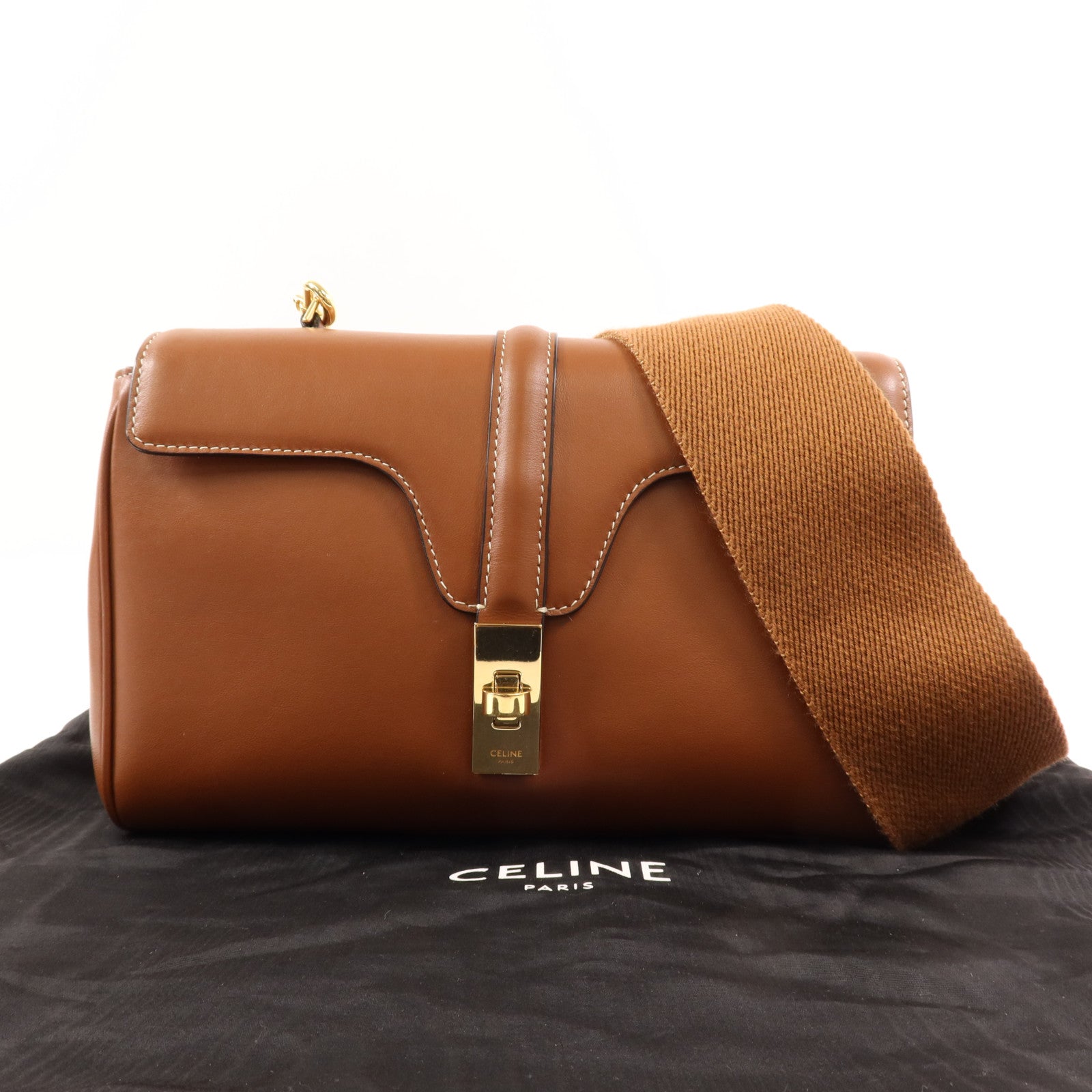 CELINE 牛皮皮革Teen Soft 16金扣肩背袋