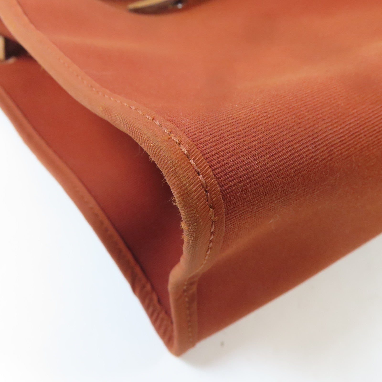 HERMES 帆布Herbag PM銀扣手挽肩背兩用袋Cuivre/橙紅色
