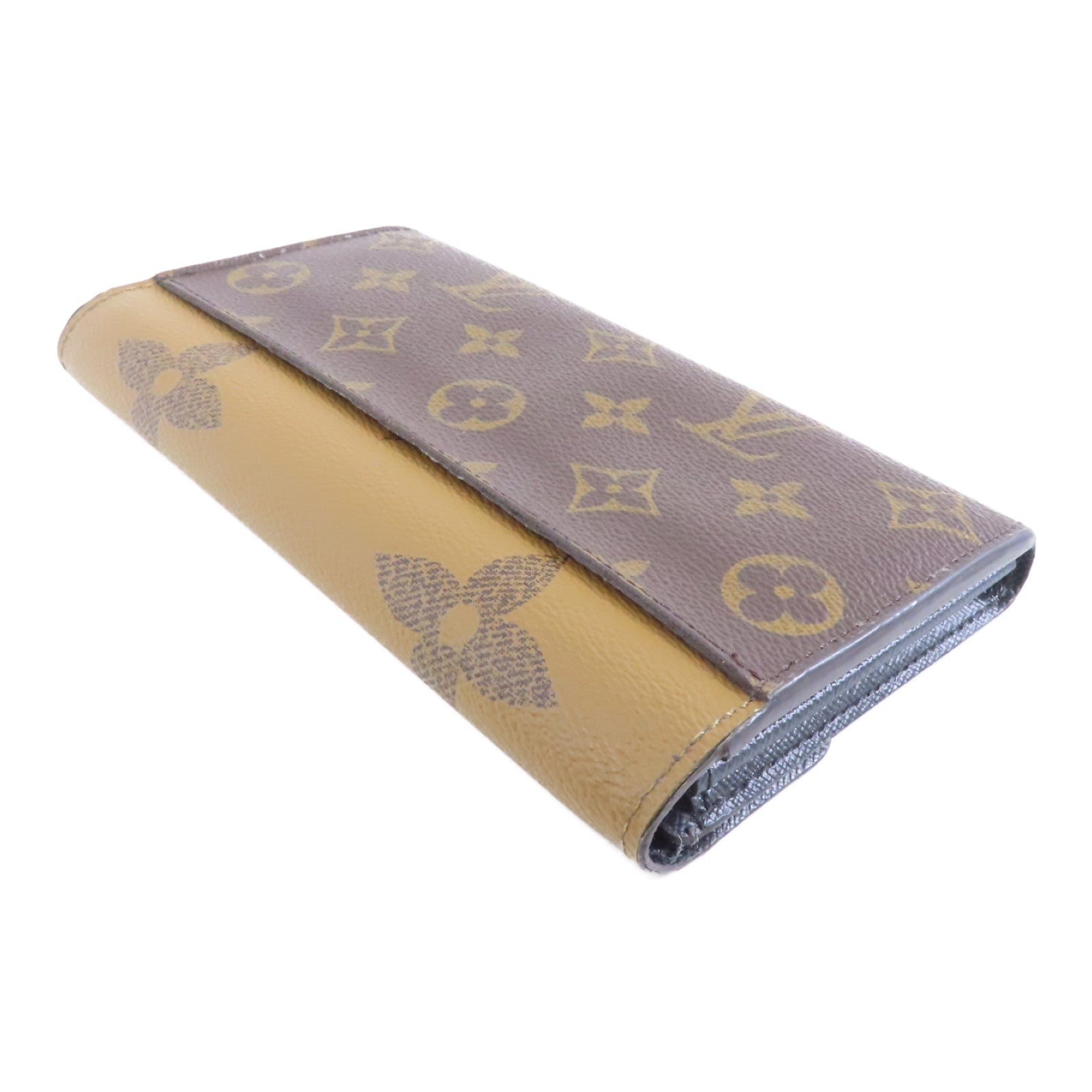 LOUIS VUITTON Monogram Giant Reverse Sarah Wallet金扣長錢包棕色