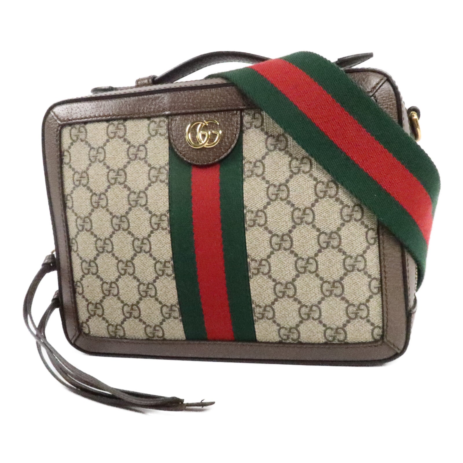 GUCCI 牛皮皮革/塗層帆布Ophidia GG手挽肩背兩用袋