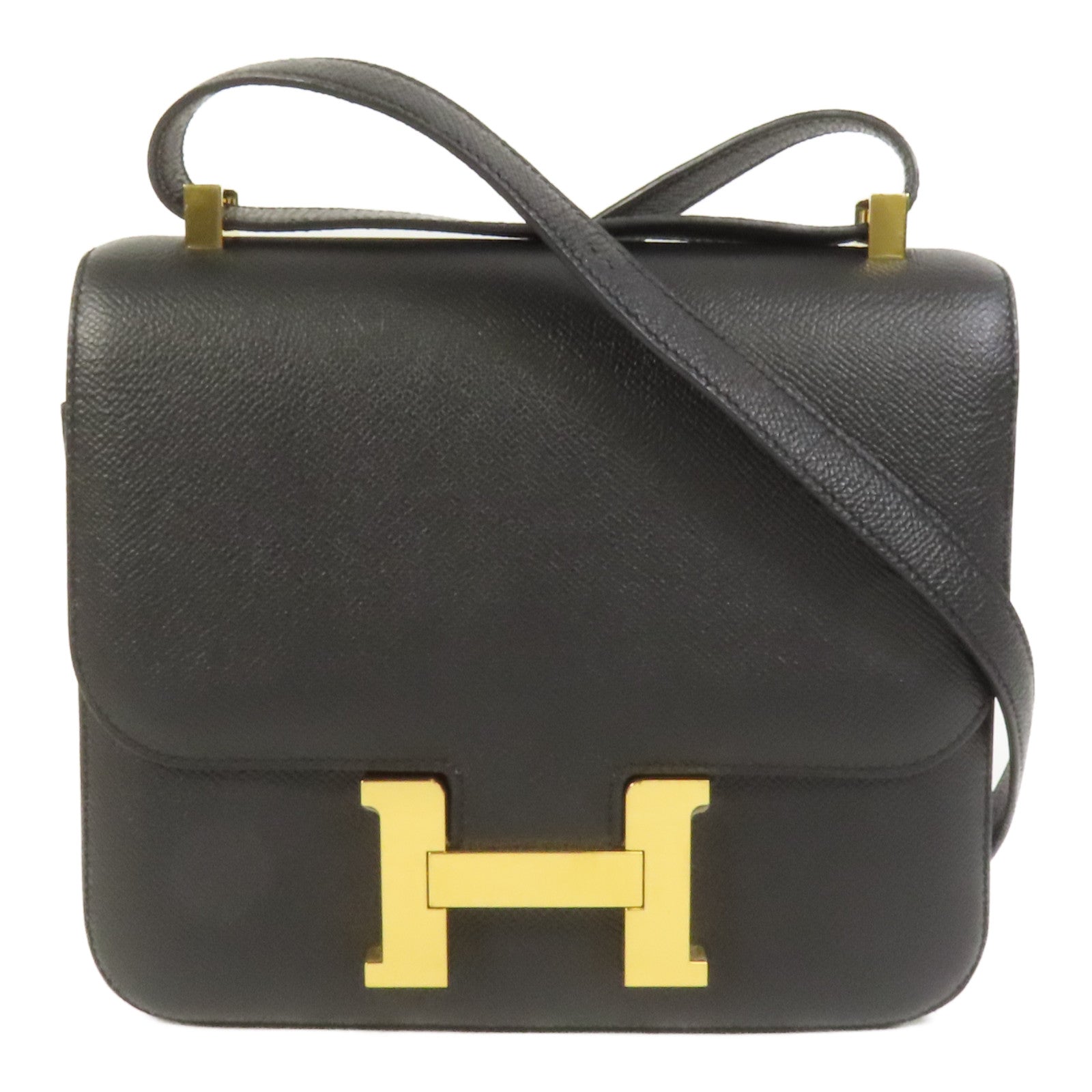 HERMES Epsom皮革Constance 24金扣肩背袋Noir