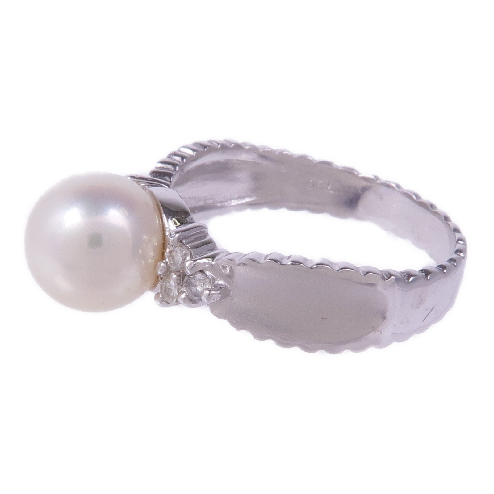 JEWELRY 18K白金Pearl Diamond Ring珍珠/鑽石戒指US#6.5