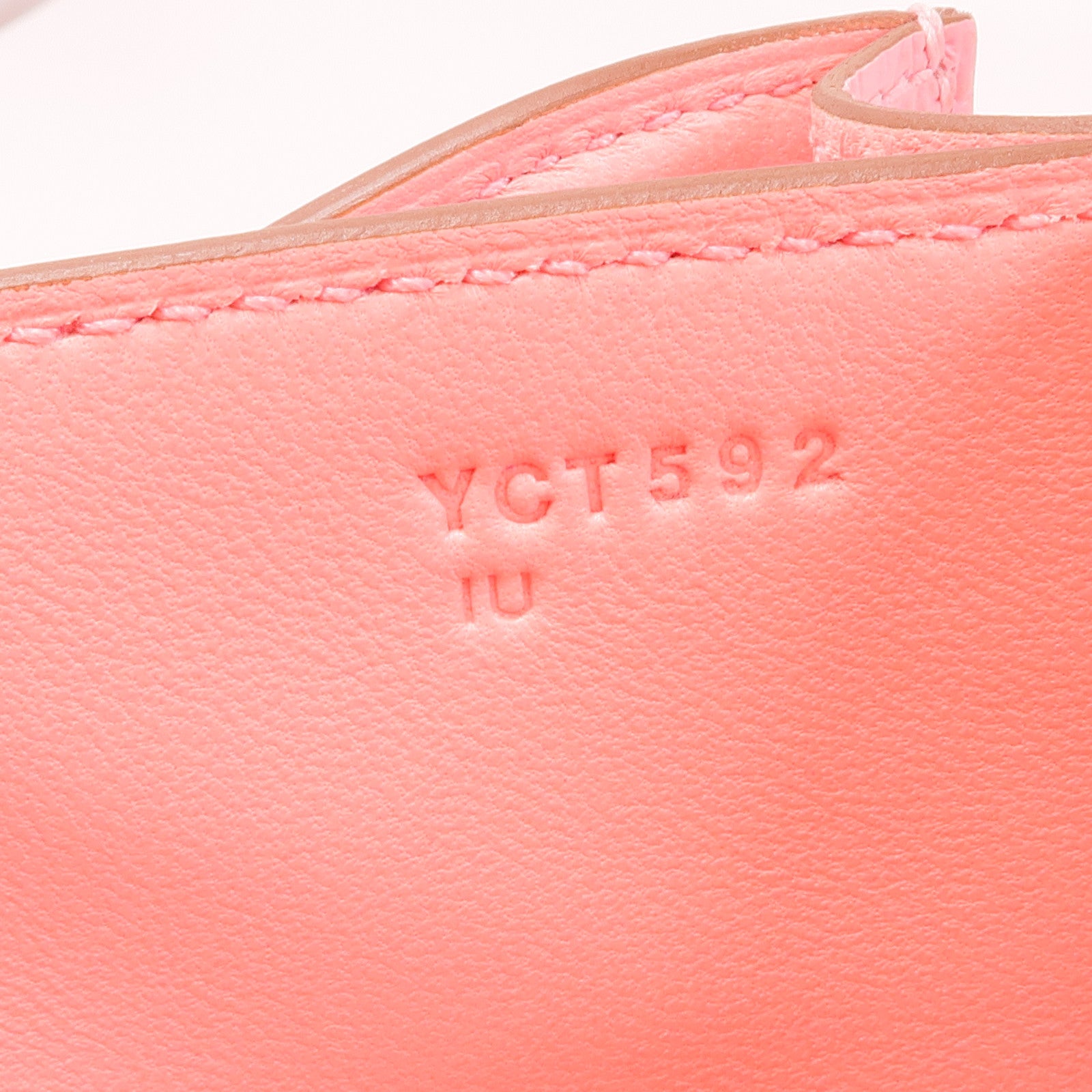 HERMES Epsom皮革Constance Mini銀扣肩背袋1Q Rose Confetti