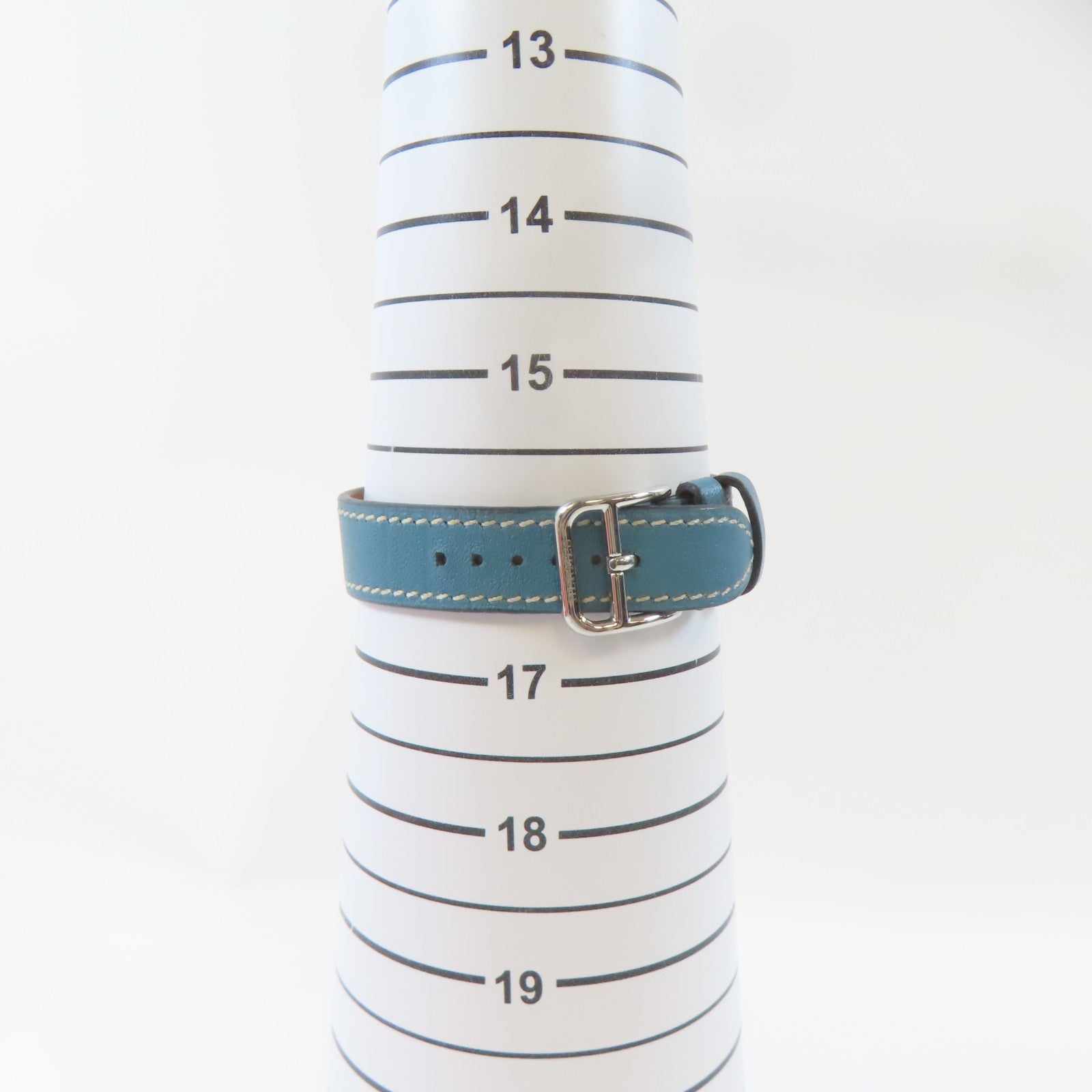 HERMES H Watch不鏽鋼/皮革手錶石英機芯白色#16.25cm