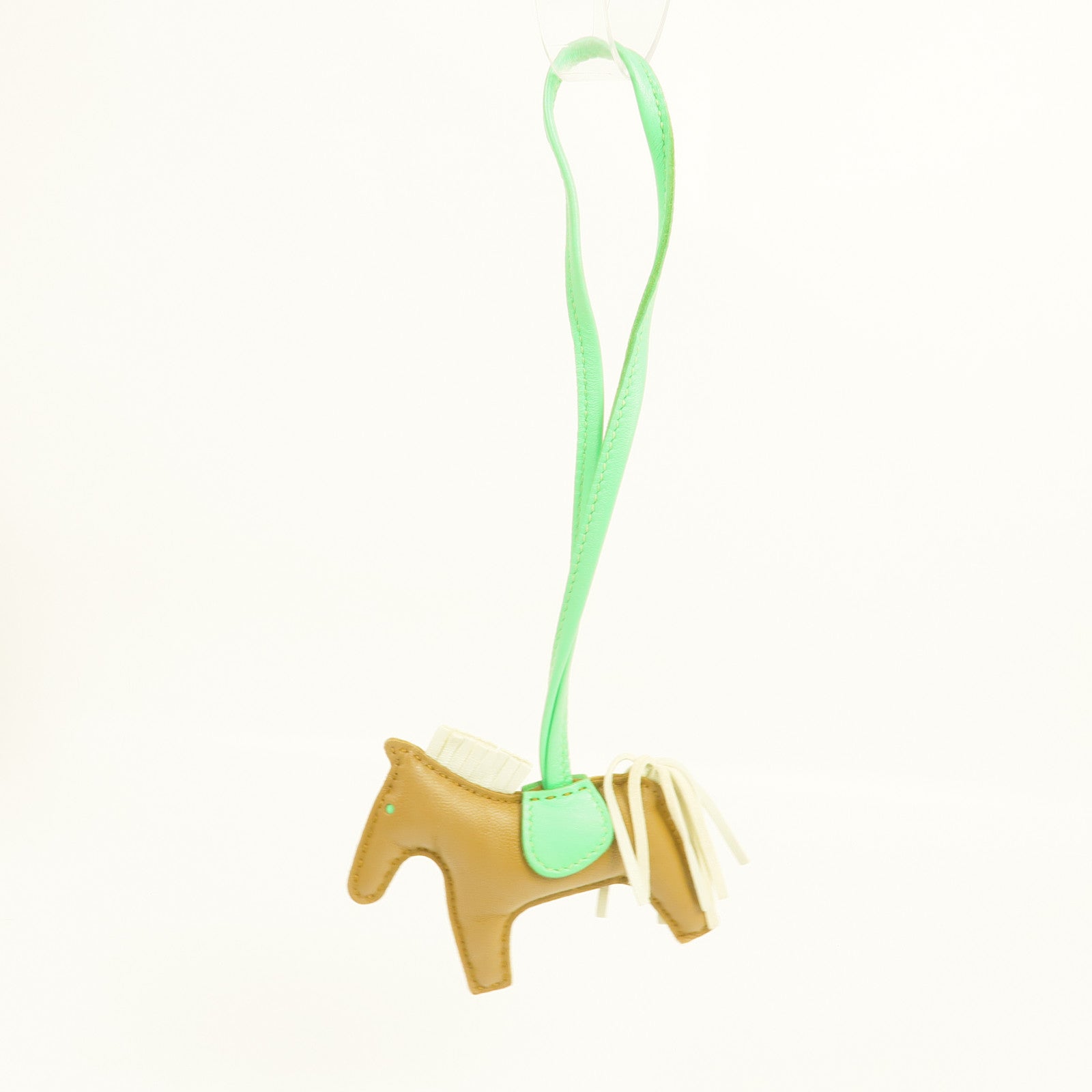 HERMES Milo皮革Rodeo PM掛飾Kraft/Vert Comics