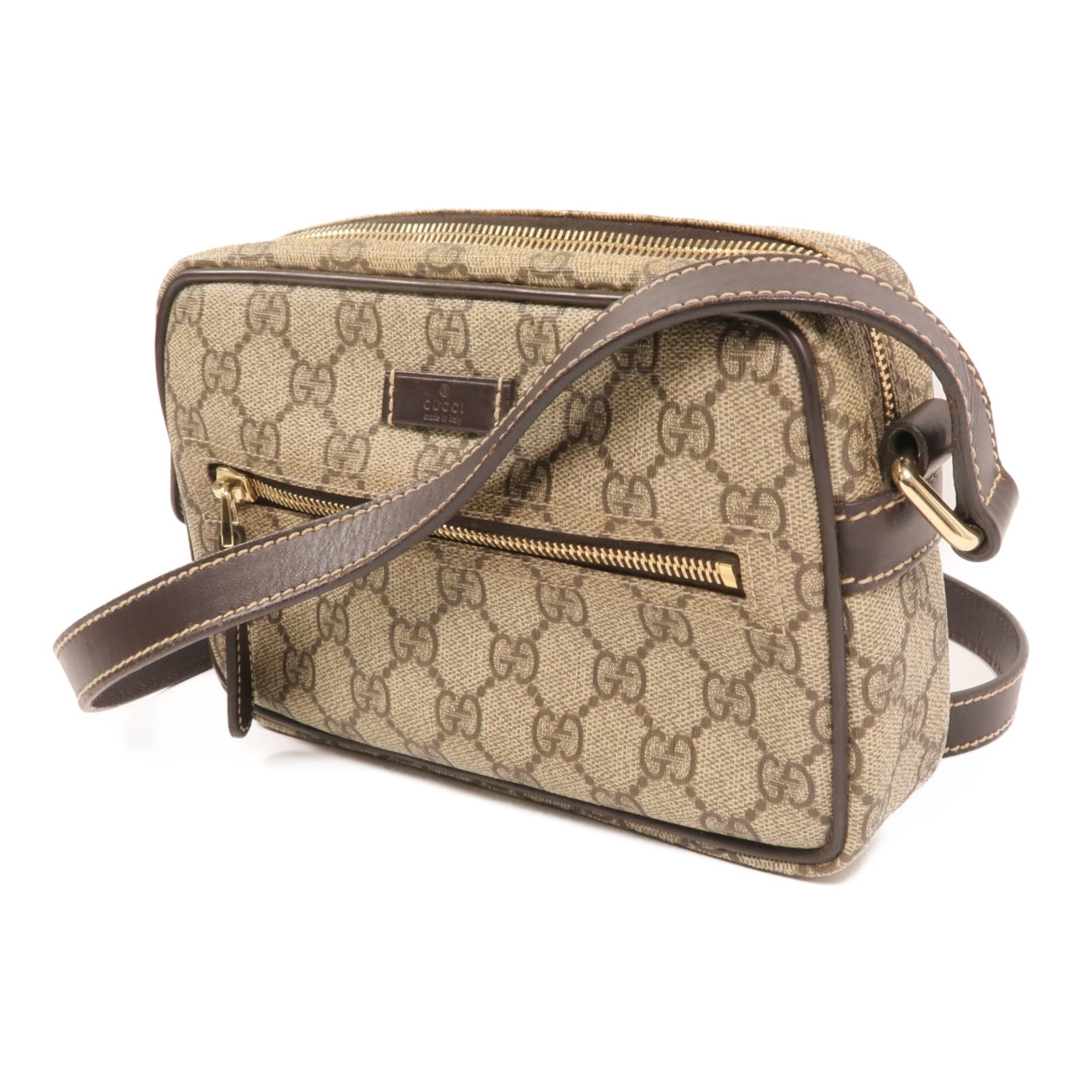 GUCCI GG帆布Shoulder Bag金扣肩背袋