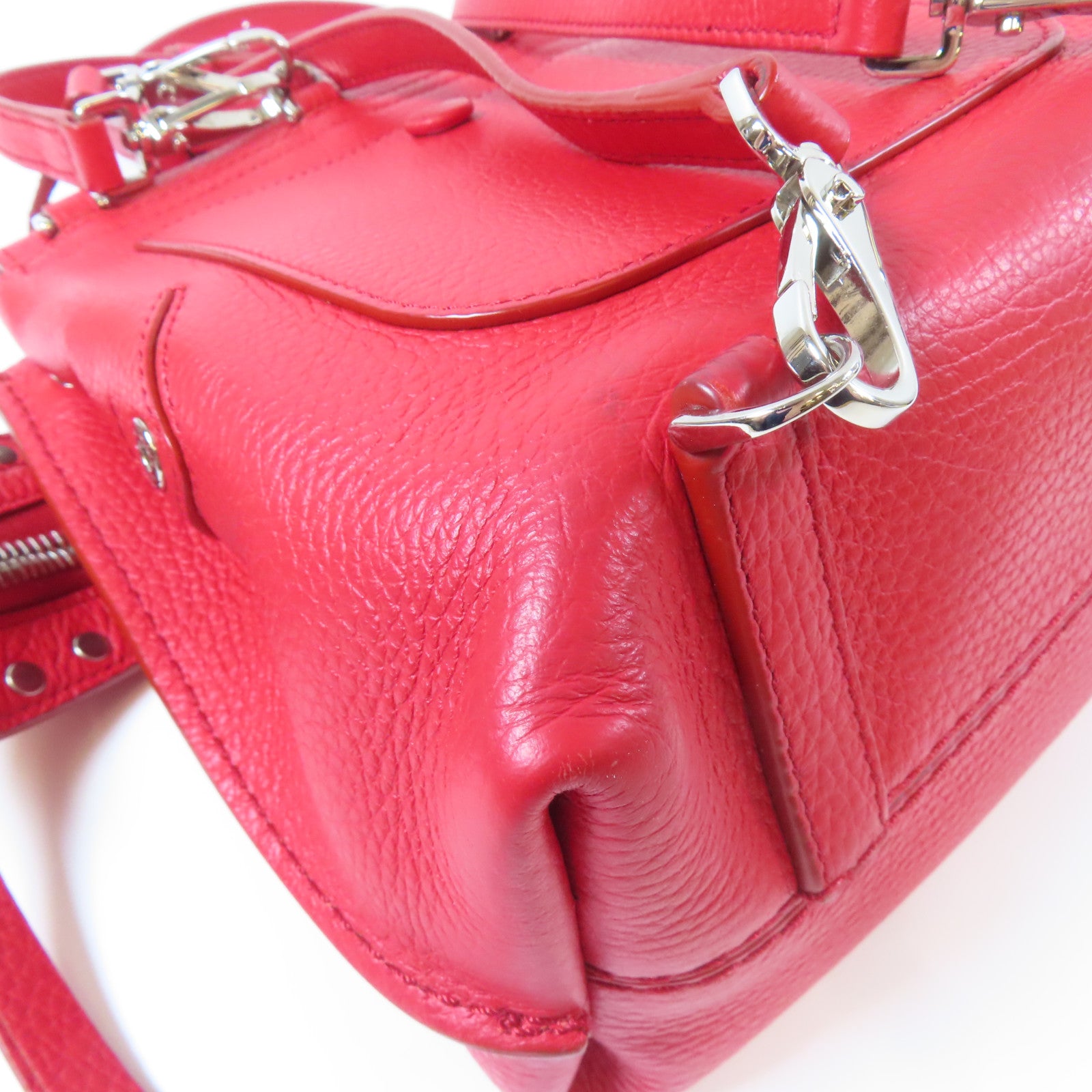 TOD’S 【激減優惠】牛皮皮革Backpack銀扣背包紅色