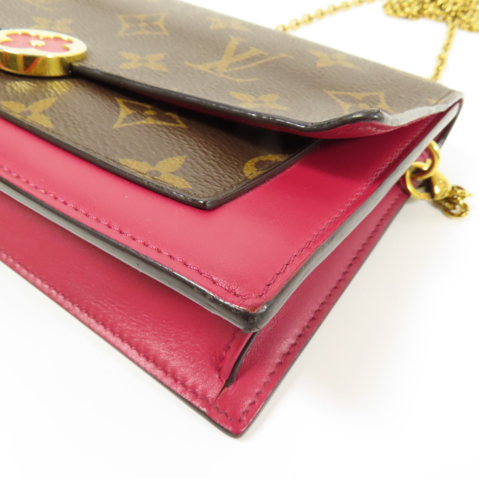 LOUIS VUITTON 【激減優惠】Monogram Portefeuille Flore金扣鏈帶肩背袋