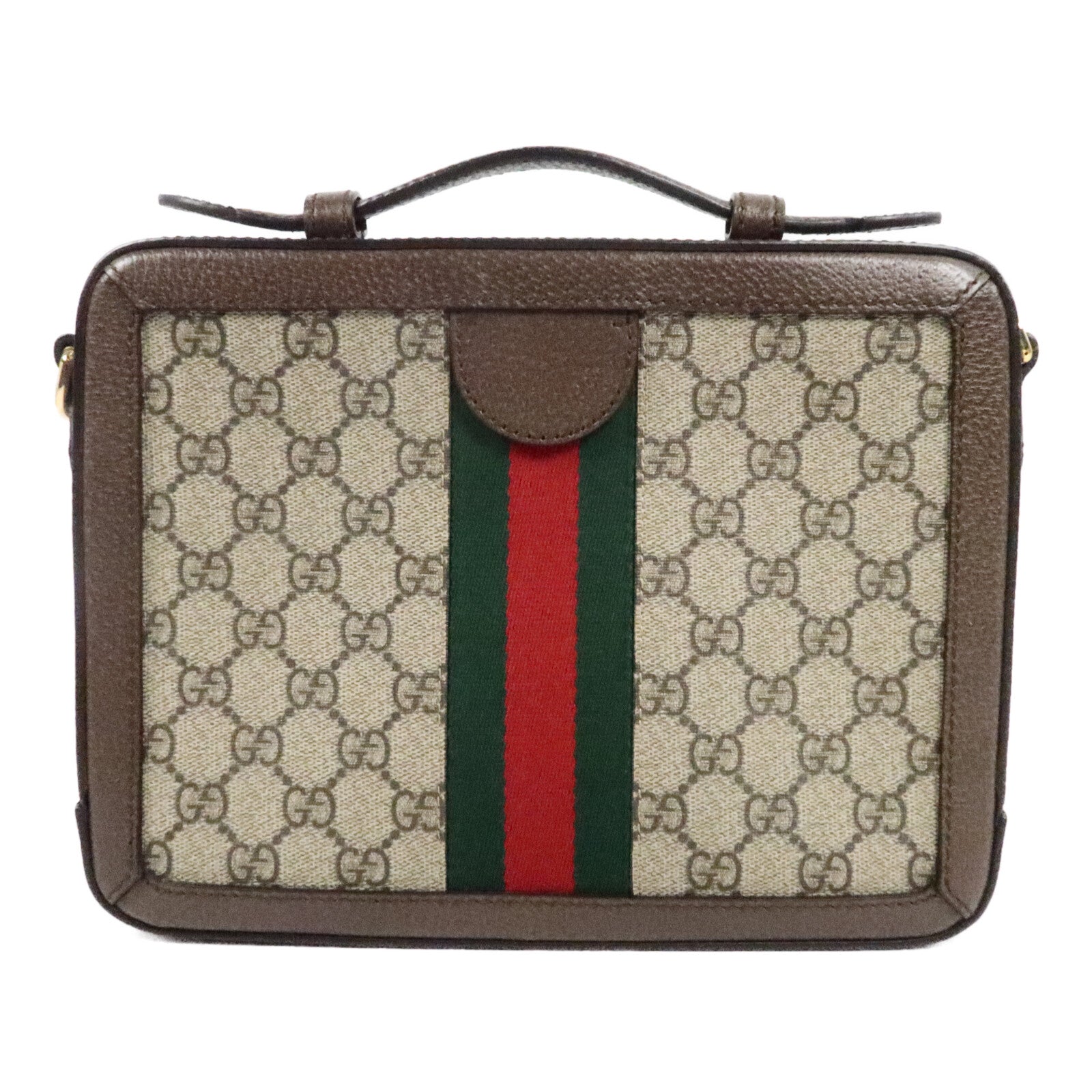 GUCCI 牛皮皮革/塗層帆布Ophidia GG手挽肩背兩用袋