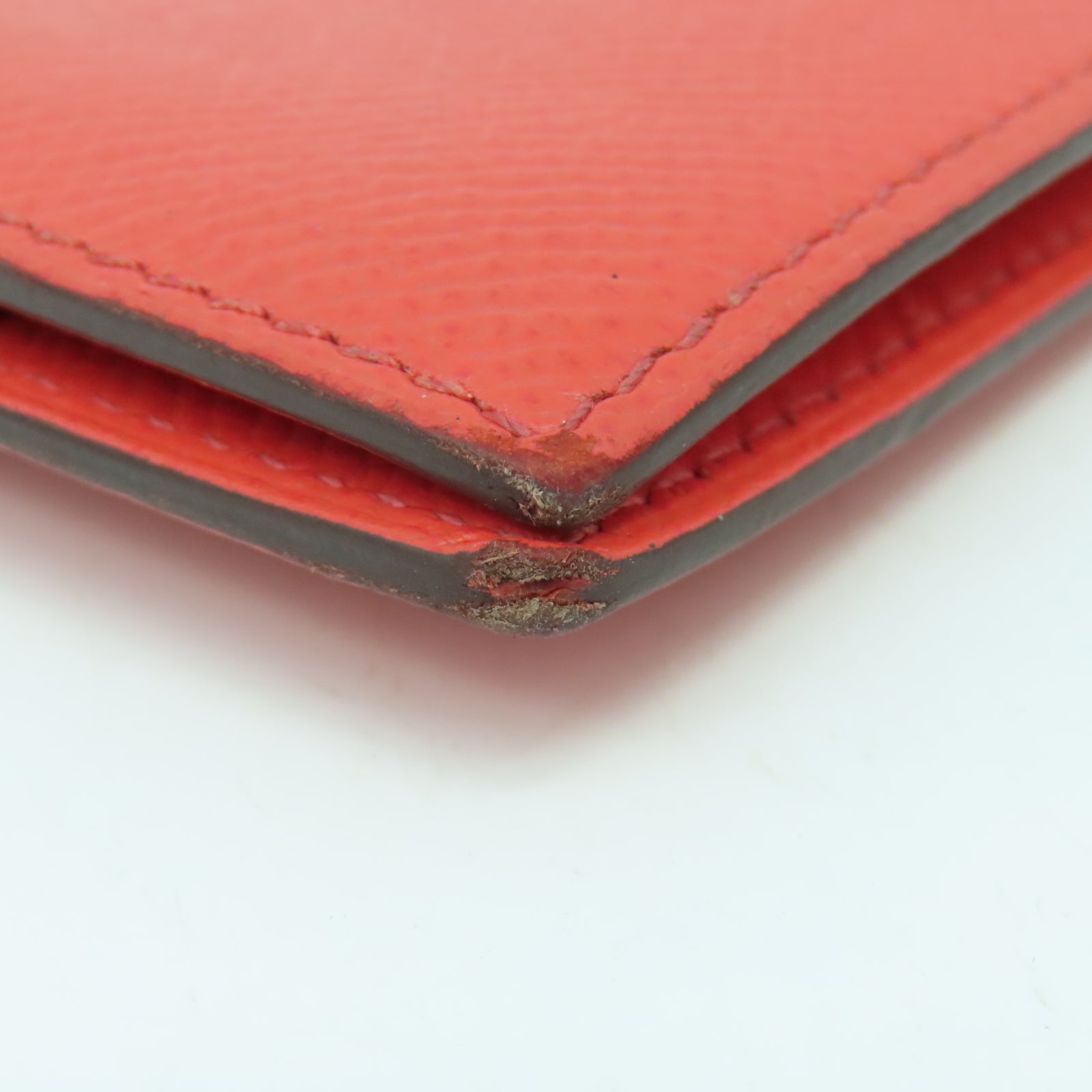 HERMES 【清倉大減價】Veau Epsom皮革Bearn Wallet金扣長錢包橙色