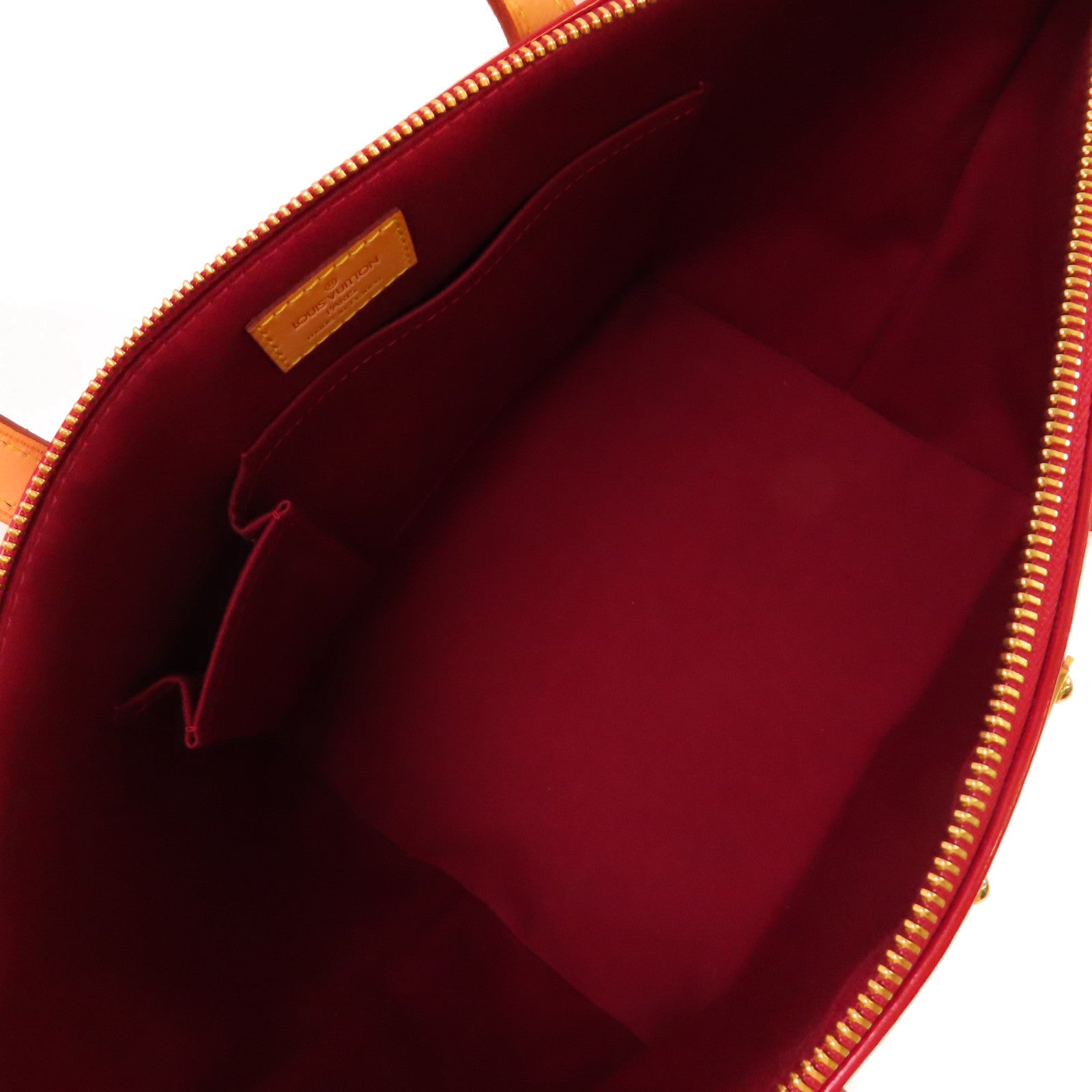 LOUIS VUITTON Monogram Vernis Bellevue PM Hand Bag金扣手挽袋紅色