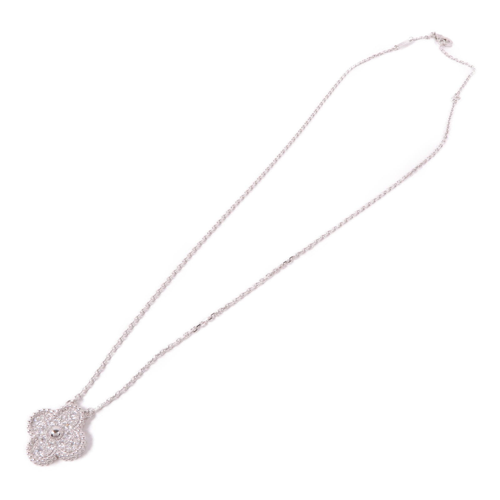 Van Cleef & Arpels 18K白金Vintage Alhambra Diamond Necklace鑽石項鍊