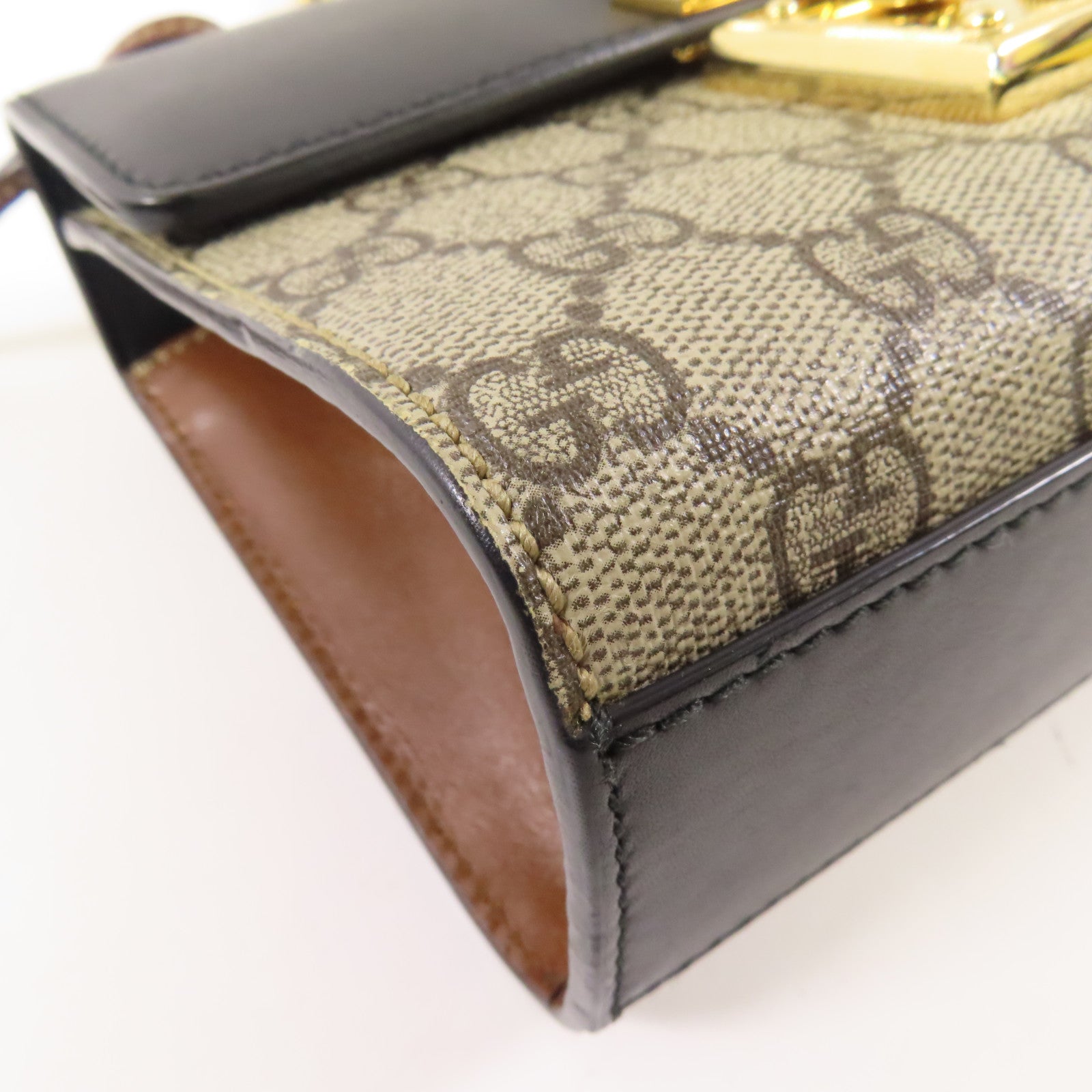 GUCCI 塗層帆布Chain Shoulder金扣鏈帶肩背袋