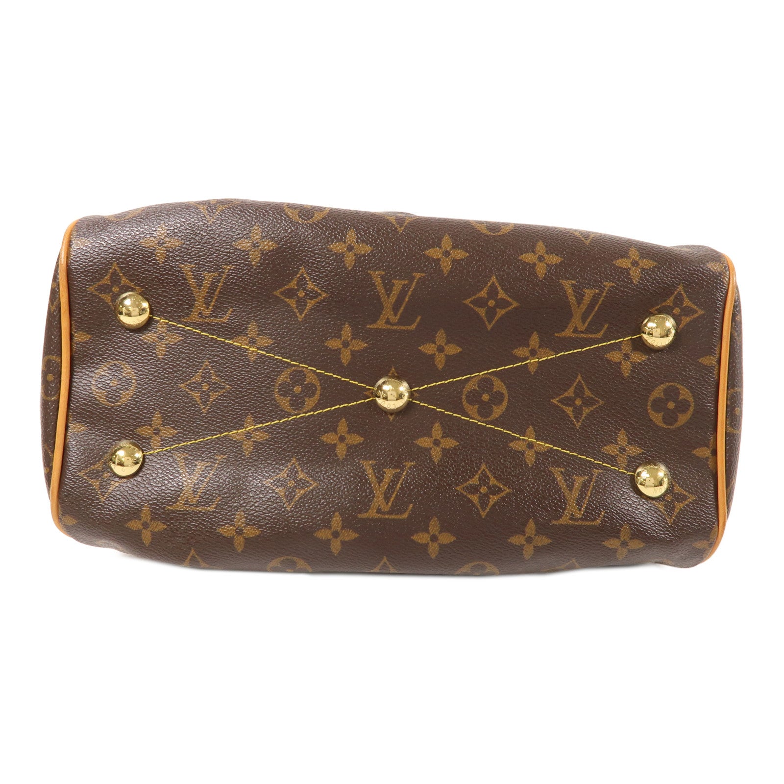 LOUIS VUITTON Monogram Tivoli PM金扣手挽袋棕色
