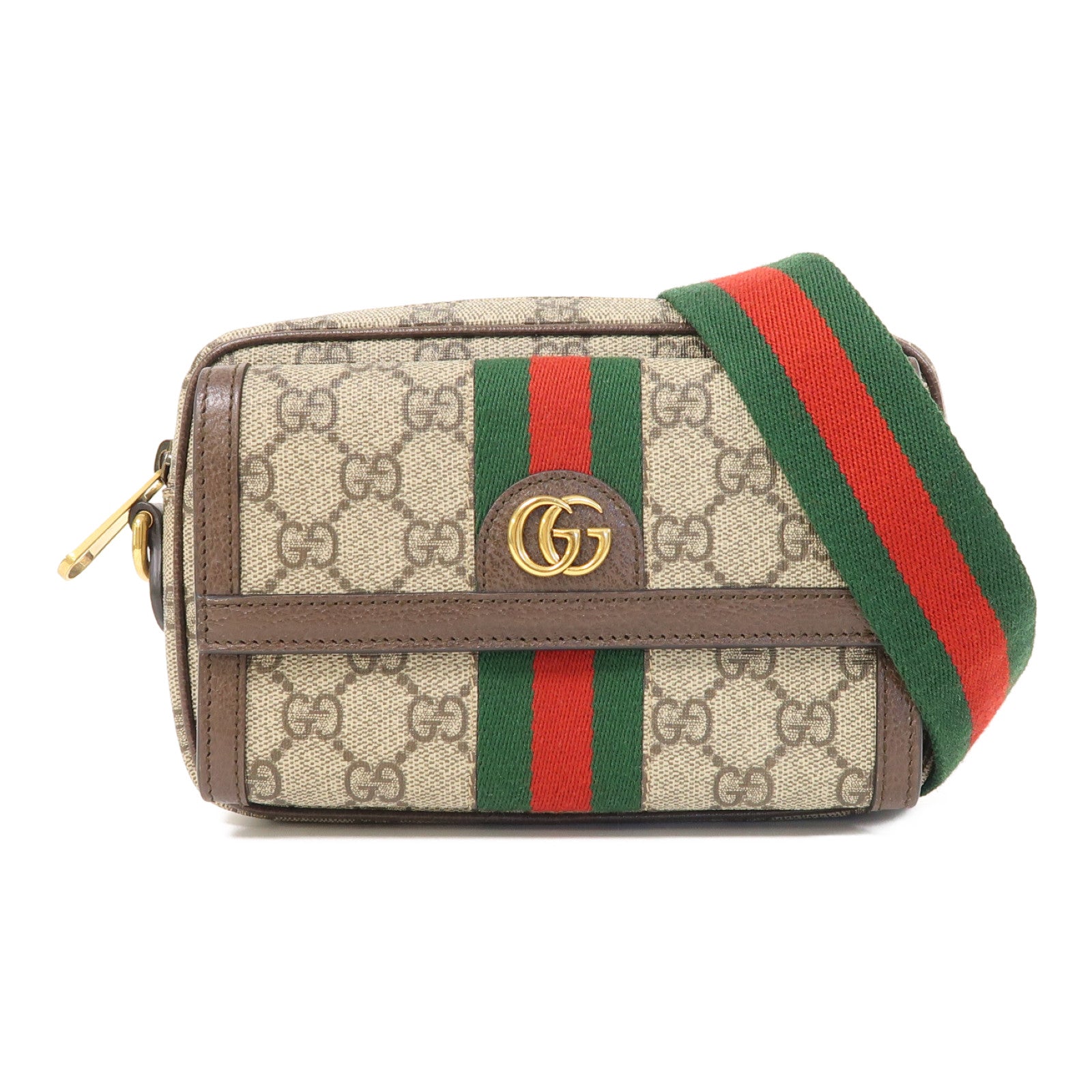 GUCCI 塗層帆布Ophidia金扣肩背袋啡色