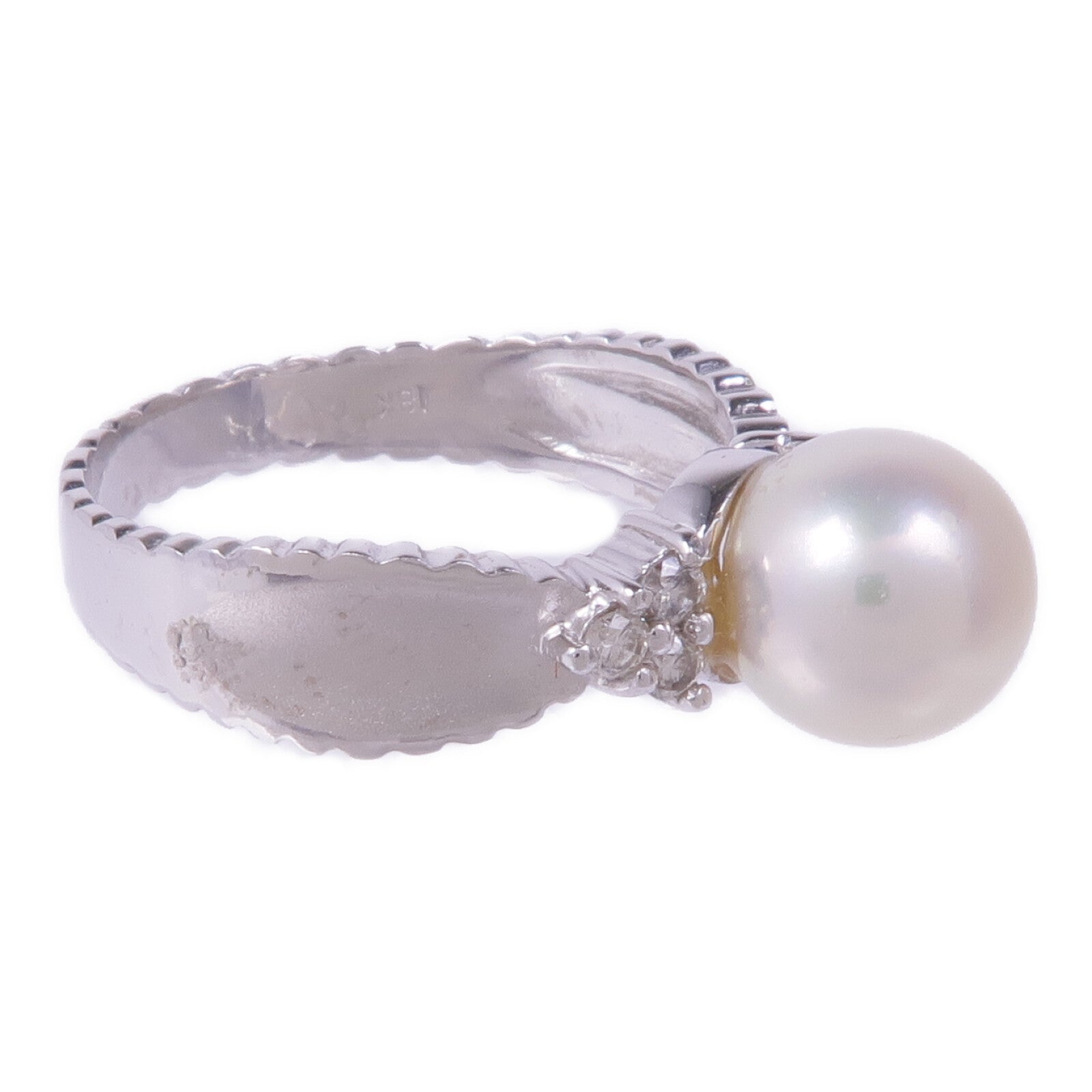 JEWELRY 18K白金Pearl Diamond Ring珍珠/鑽石戒指US#6.5