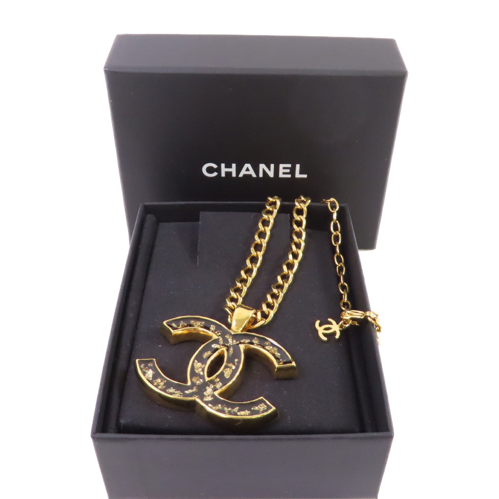 CHANEL 金屬CC Necklace金扣項鏈金色/黑色