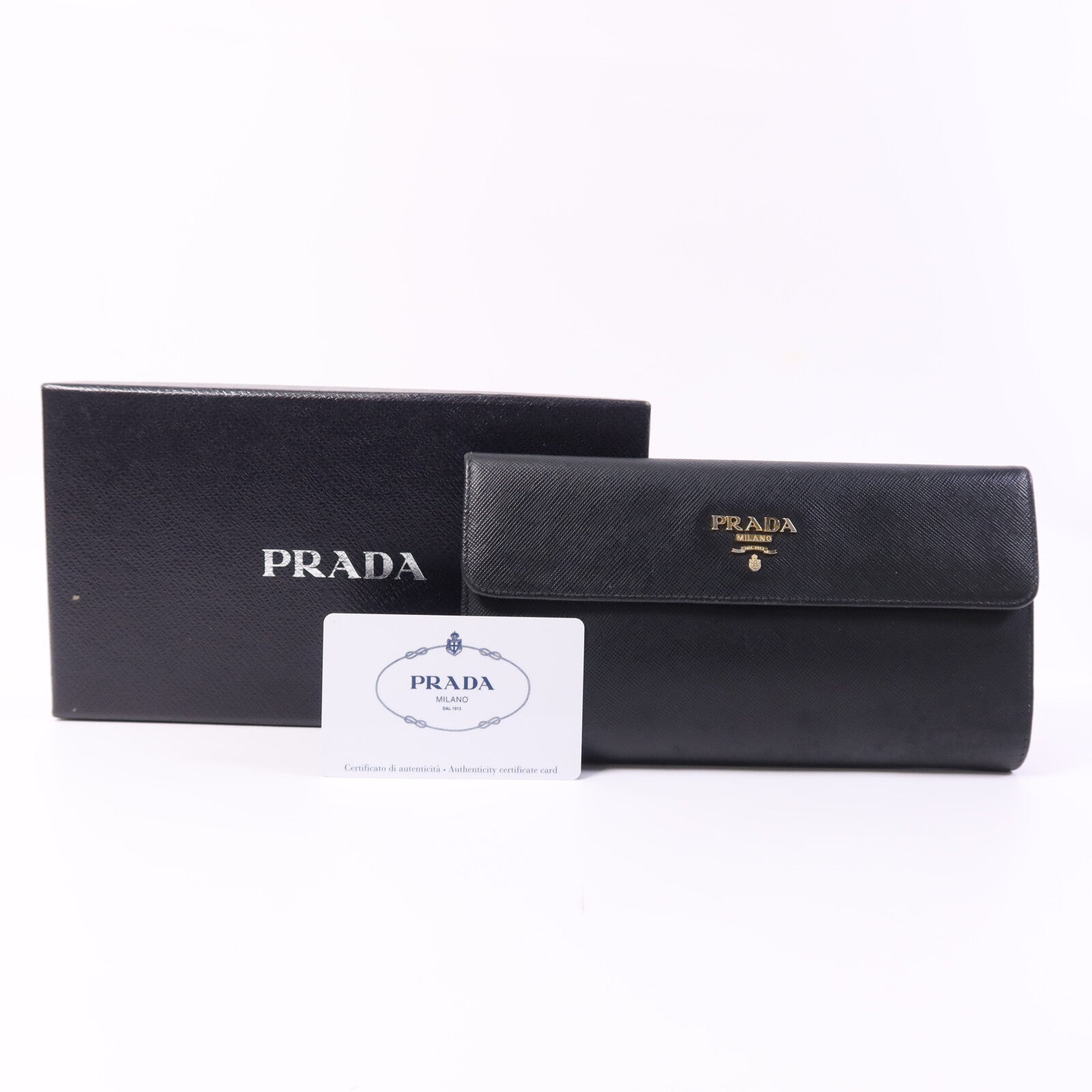 PRADA 【激減優惠】牛皮皮革Long wallet金扣長錢包