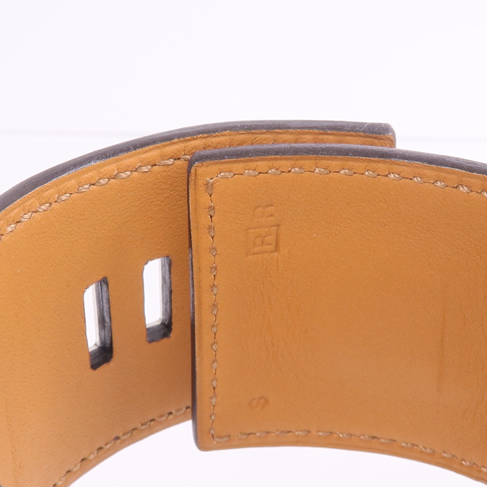 HERMES 【激減優惠】Alligator皮革Collier de Chien Bracelet銀扣手帶Bleu Electrique