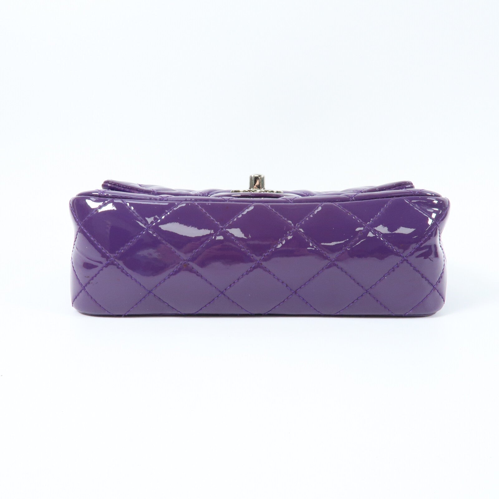 CHANEL 漆皮皮革Mini Classic 20銀扣鏈帶肩背袋