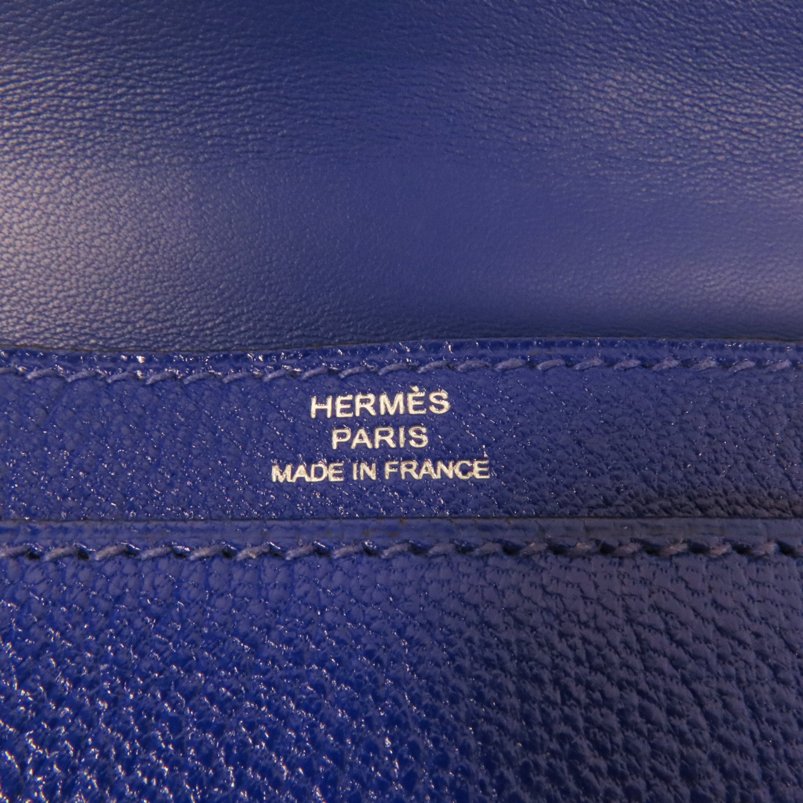 HERMES Chevre皮革Verrou Mini銀扣鏈帶肩背袋Bleu Electrique