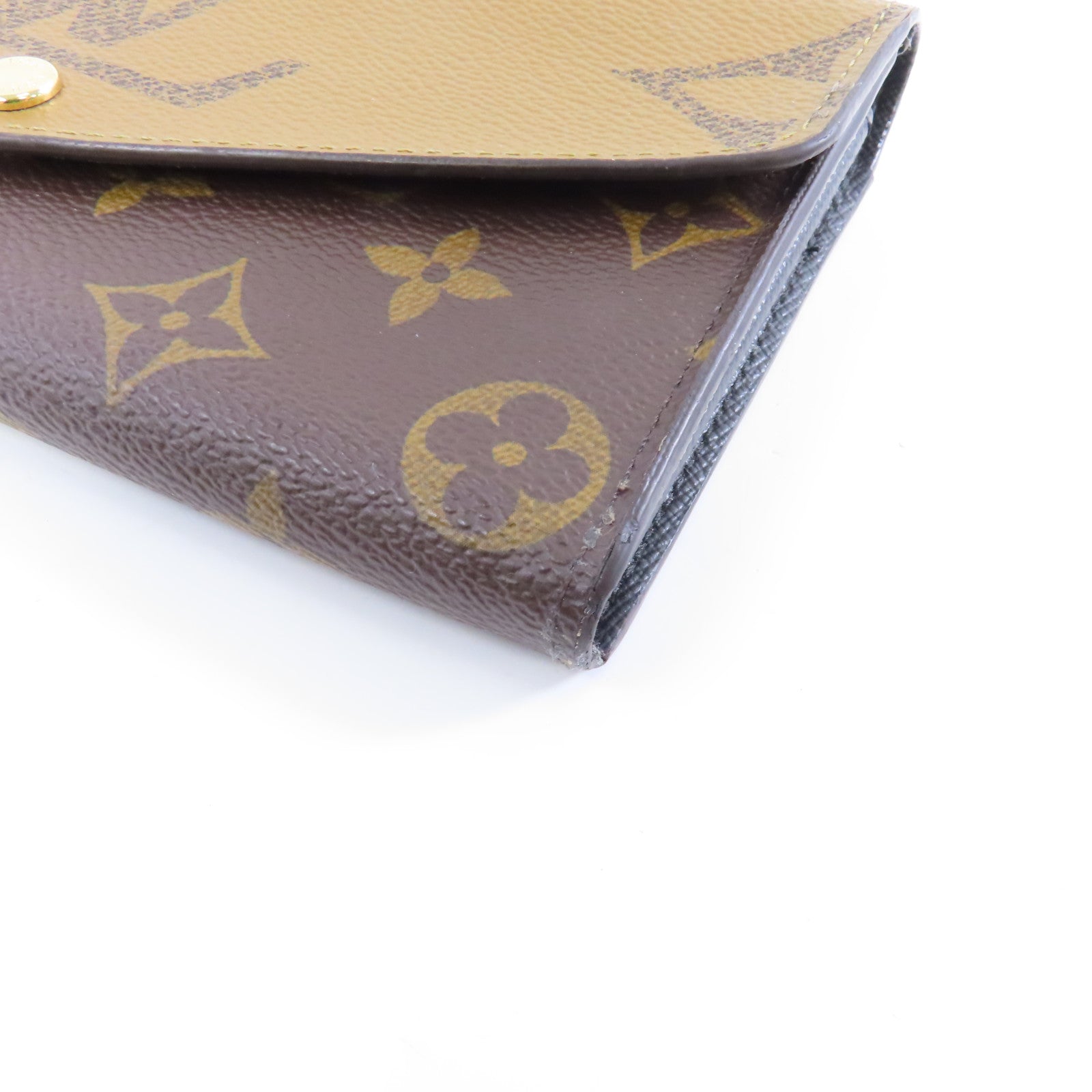 LOUIS VUITTON Monogram Giant Reverse Sarah Wallet金扣長錢包棕色