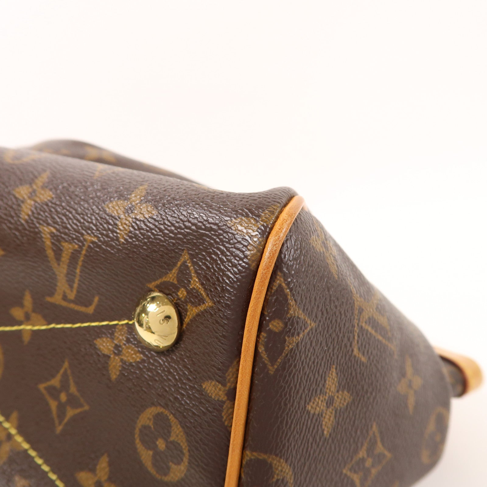 LOUIS VUITTON Monogram Tivoli PM金扣手挽袋棕色