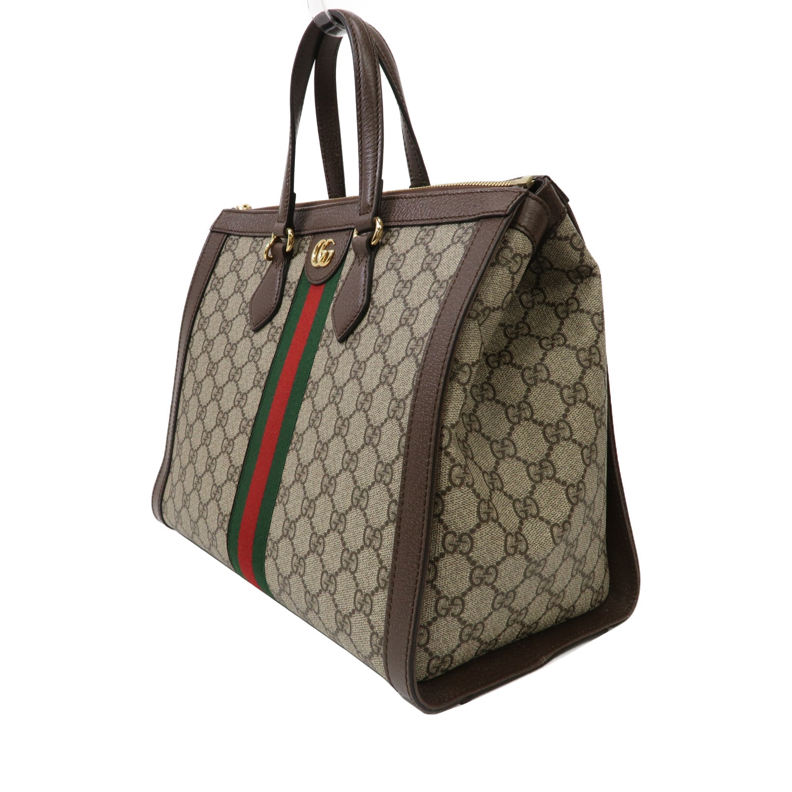 GUCCI 塗層帆布Ophidia Medium Tote Bag金扣手挽肩背兩用袋啡色